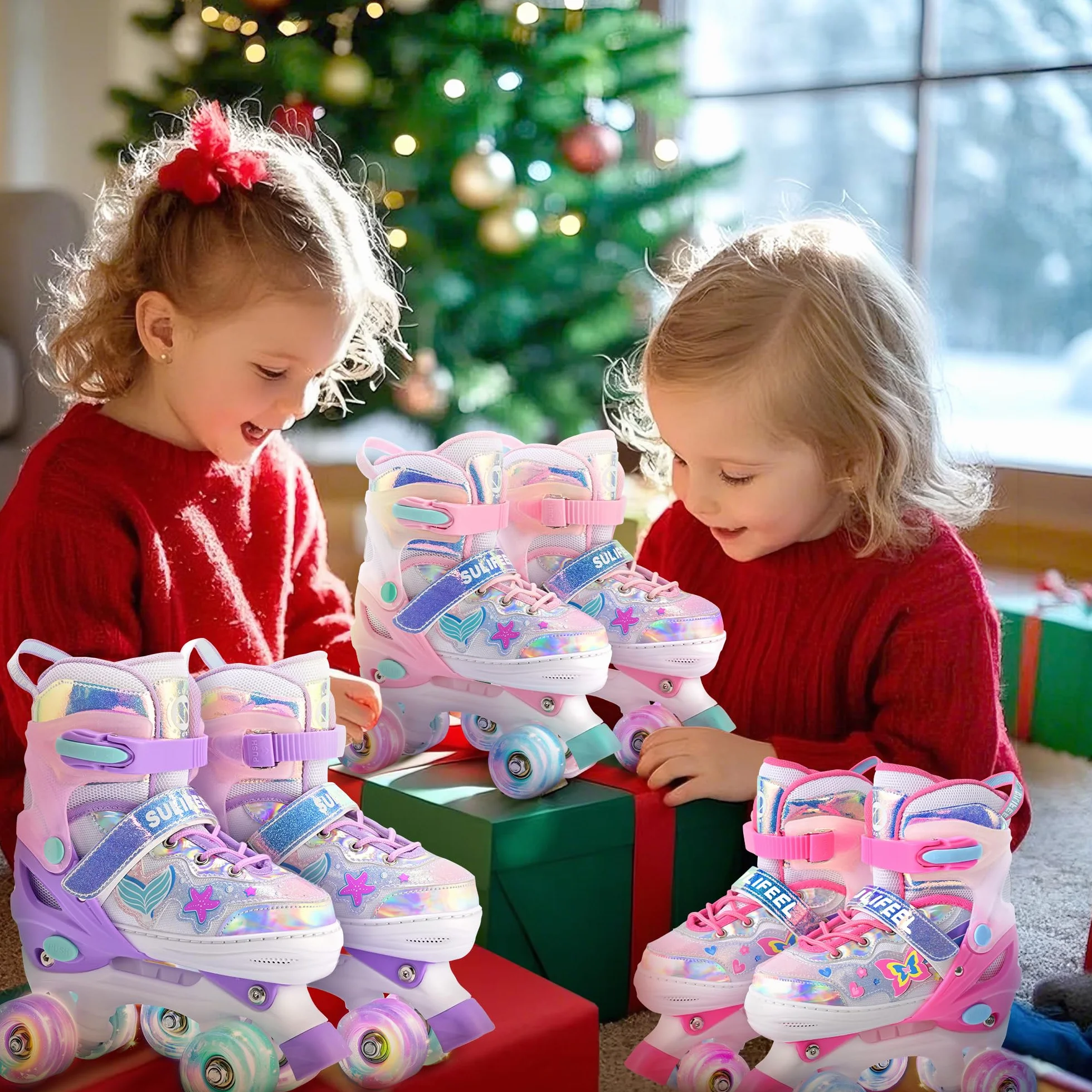 Patins à roulettes réglables pour Enfants 3-12 Ans avec Roues Lumineuses SULIFEEL