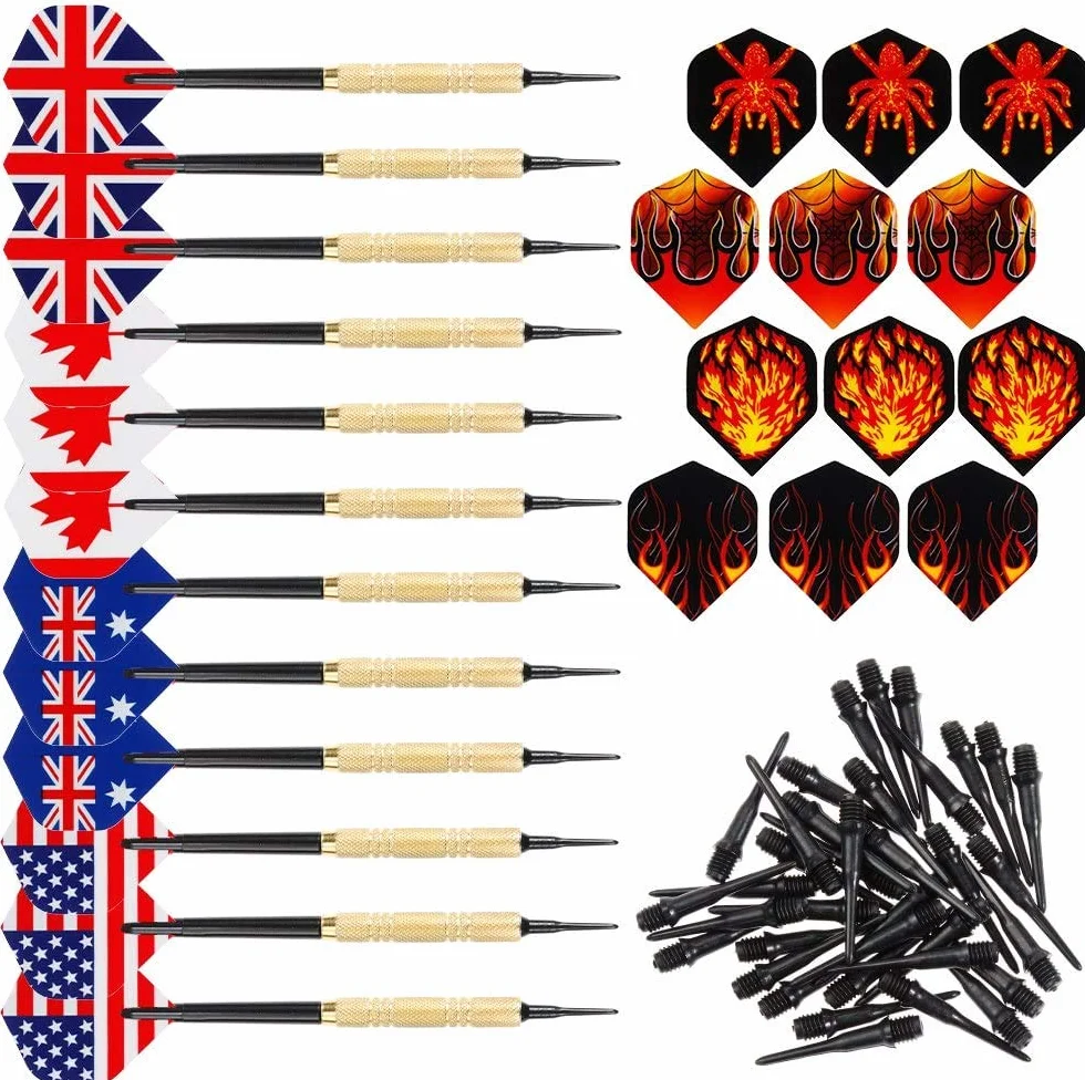 Nabance Fléchettes Pointe Plastique 12 Ailettes 36 Pointes Set pour Cible Électronique