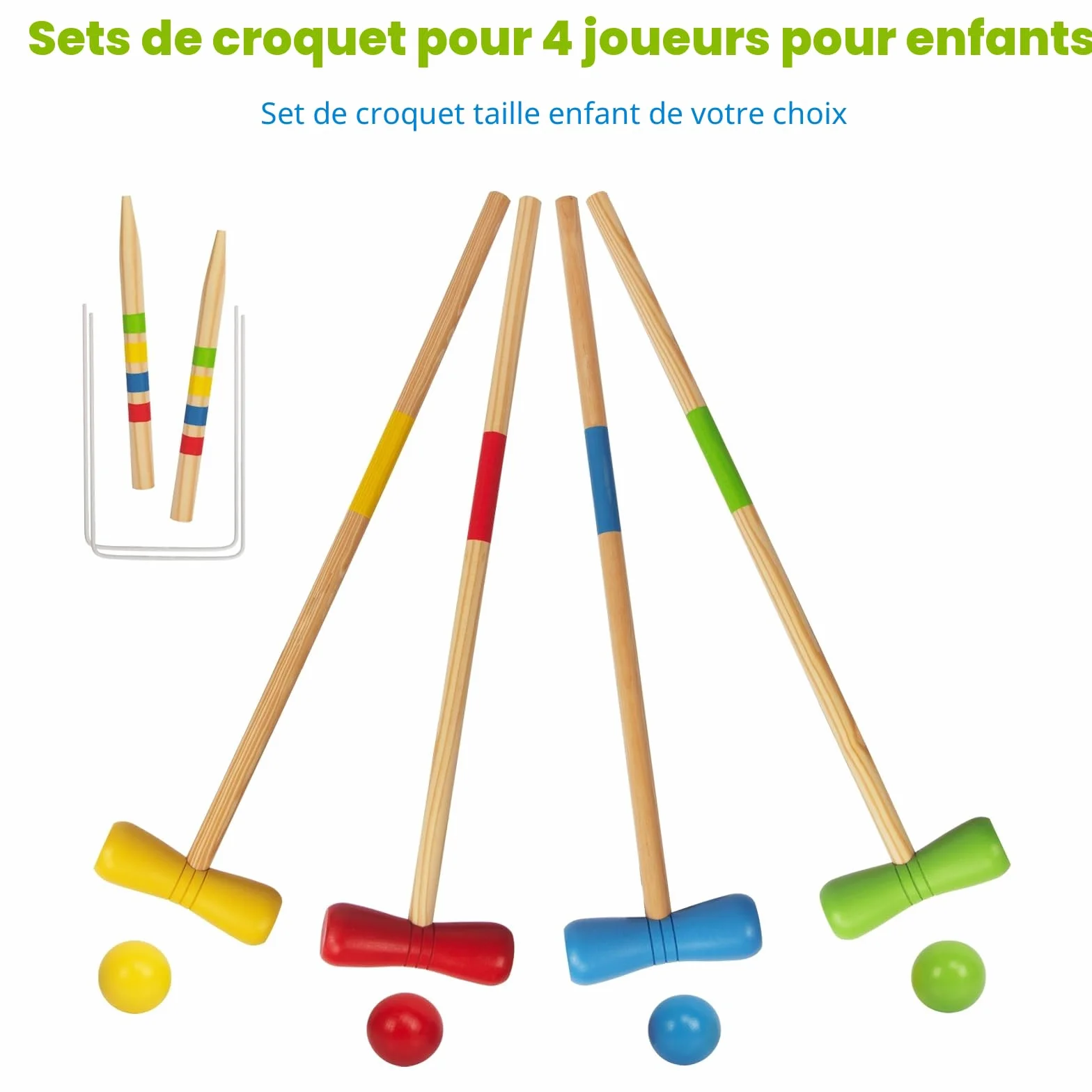 Jeu de croquet en bois WOODENFUN pour 4 joueurs enfants adultes extérieur 3 ans