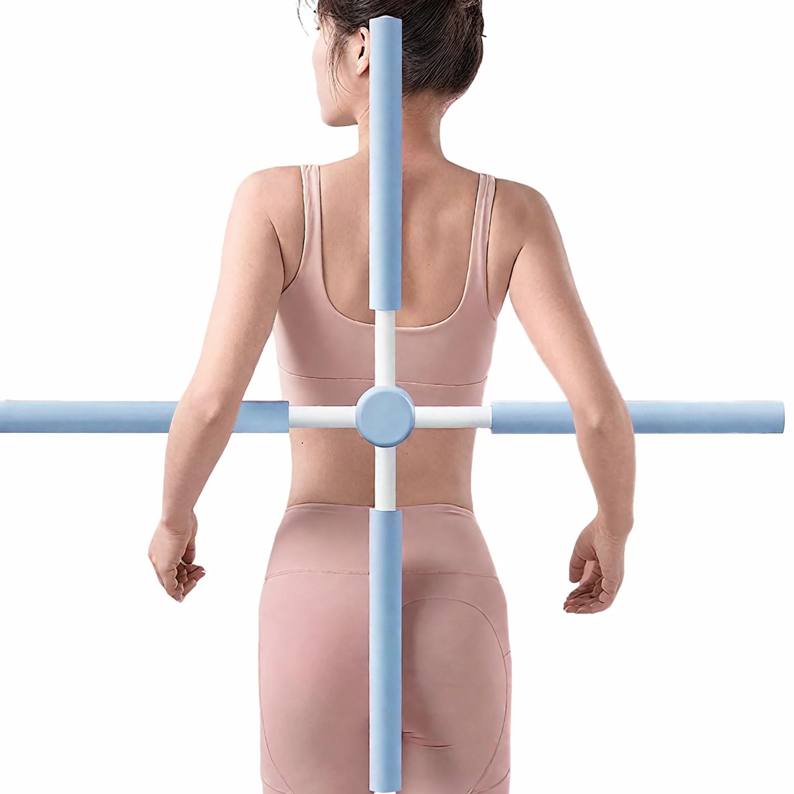 Bâton de Yoga Anti-Bosse Outil d'Étirement pour Dos et Nuque avec Noyau en Acier Inoxydable et Mousse