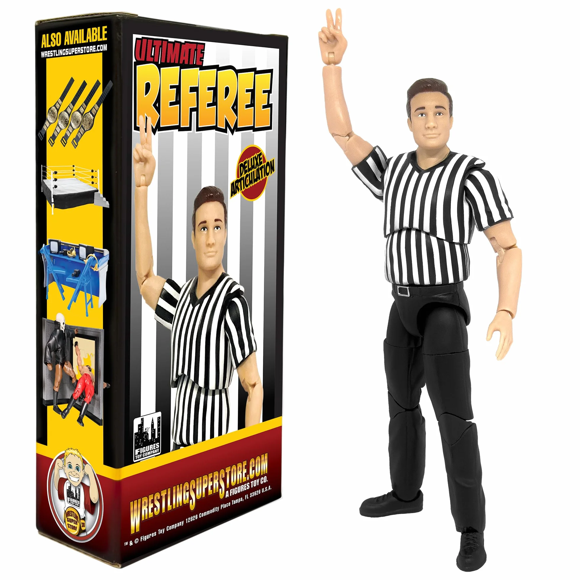Figures Toy Company Arbitre ultime figurines lutte WWE articulation luxe