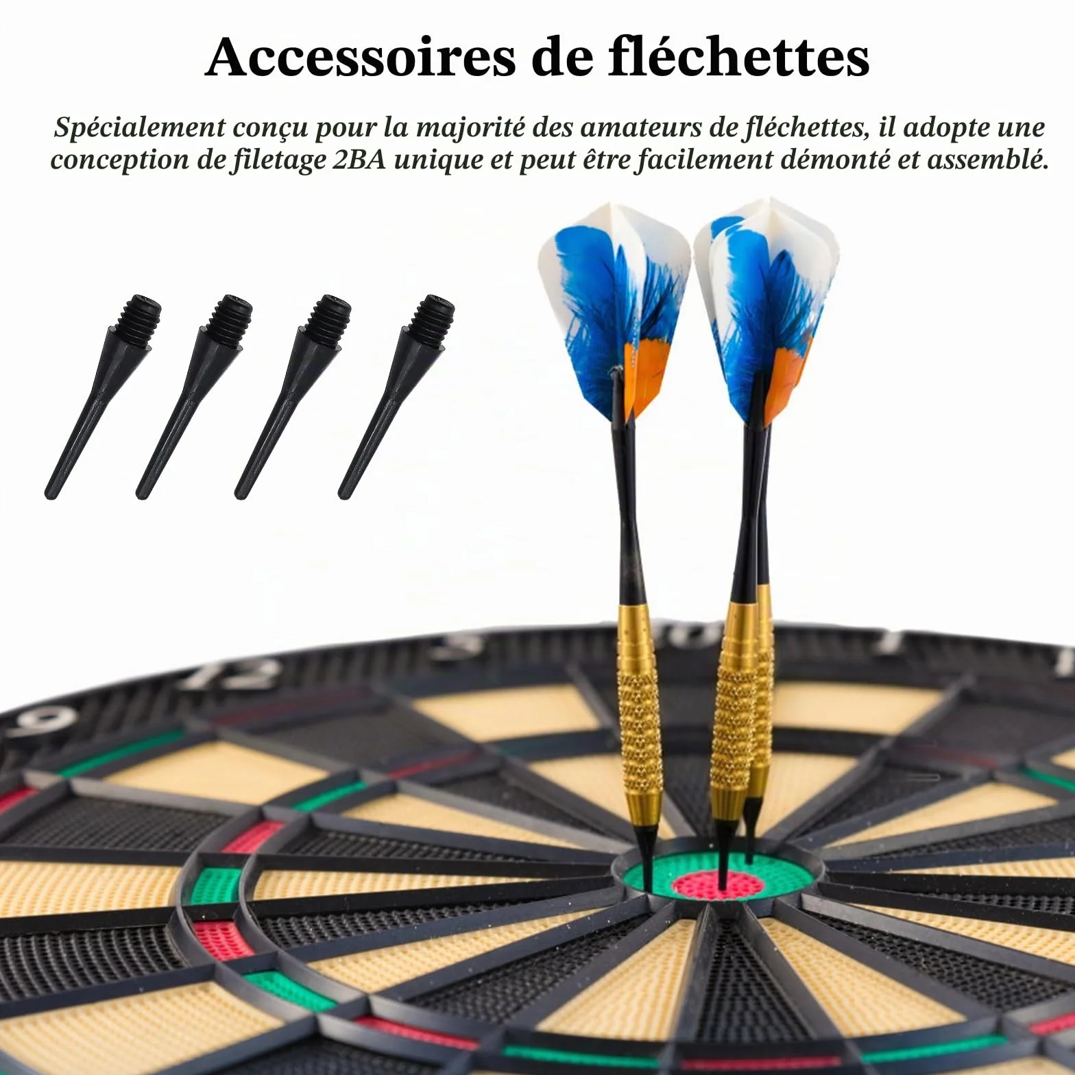 Pointe Plastique pour Fléchette 200 Pièces Noir pour Cible Électronique