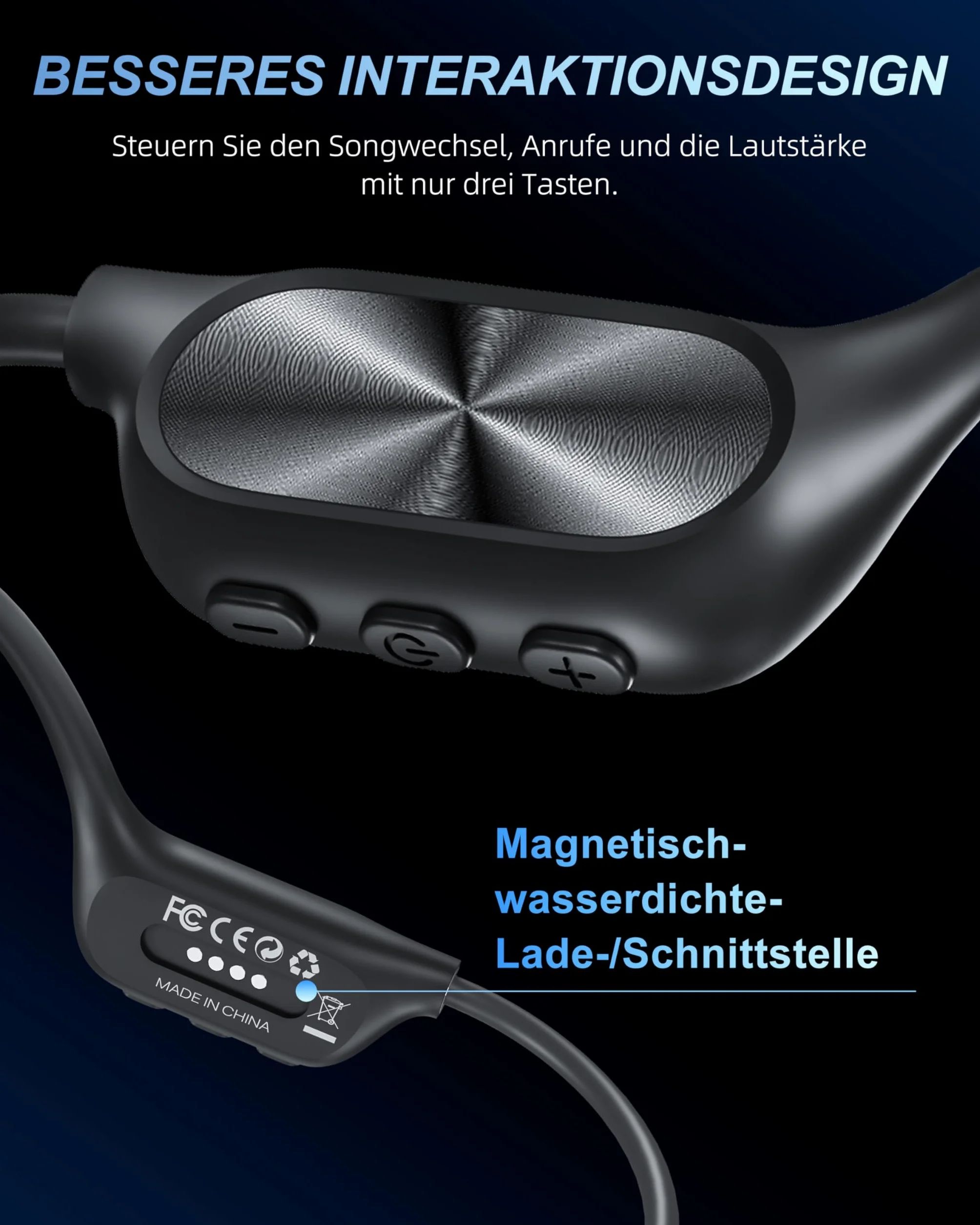 WalkerFit Casque Conduction Osseuse Bluetooth 5.4 Étanche IPX8 MP3 Intégré 32Go Écouteur Sport sans Fil Open Ear Léger