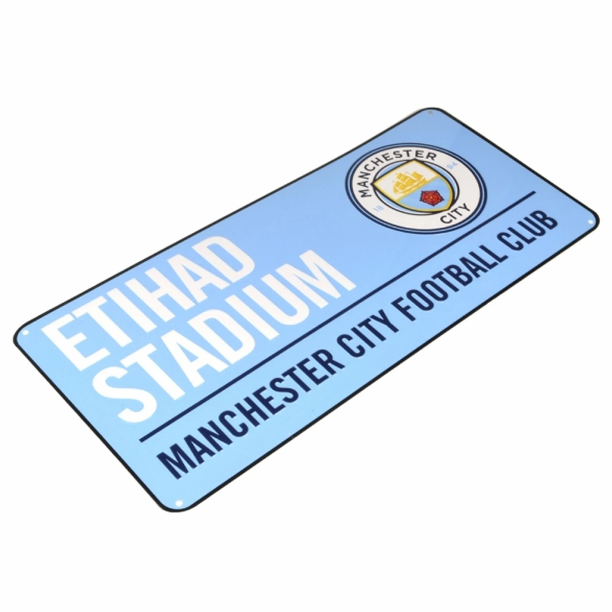 Manchester City FC Plaque de Rue Officielle Métal Bleu 40cm x 18cm