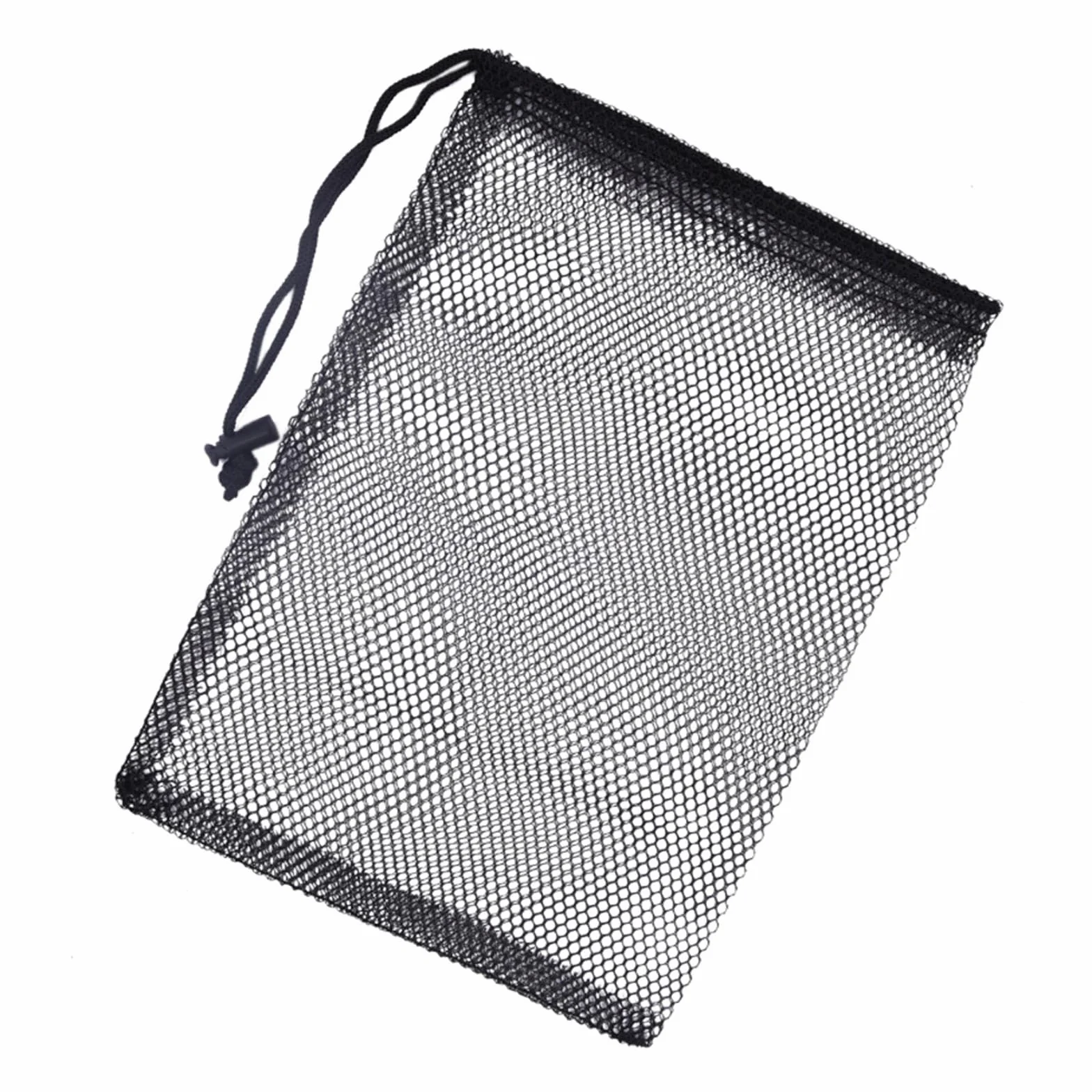Sac de balle de golf noir en maille nylon solide et légère avec cordon de serrage