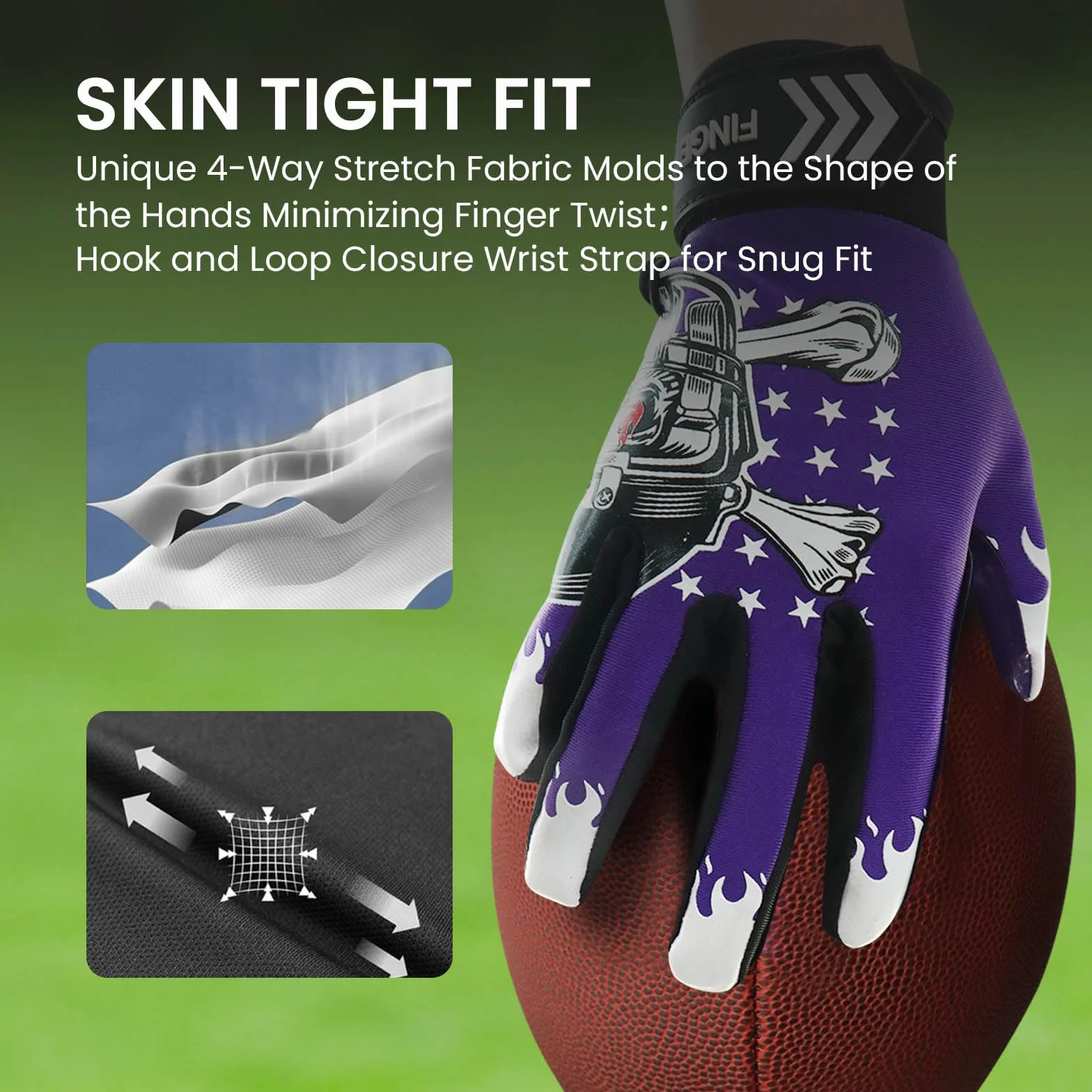FINGER TEN Gants de football américain ultra adhérents antidérapants pour enfants 5-14 ans