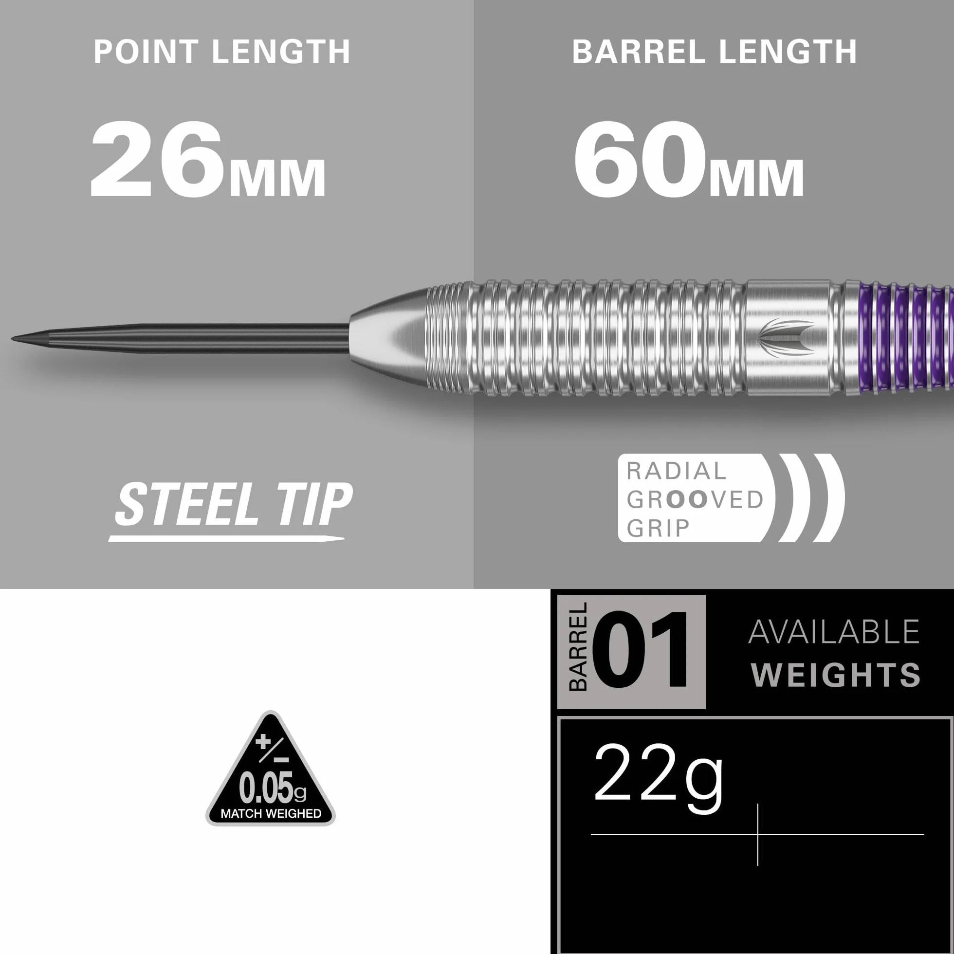 Target Darts Luke Littler Brass 22G Pointe en Acier Fléchettes Set The Nuke Player Édition Fléchette