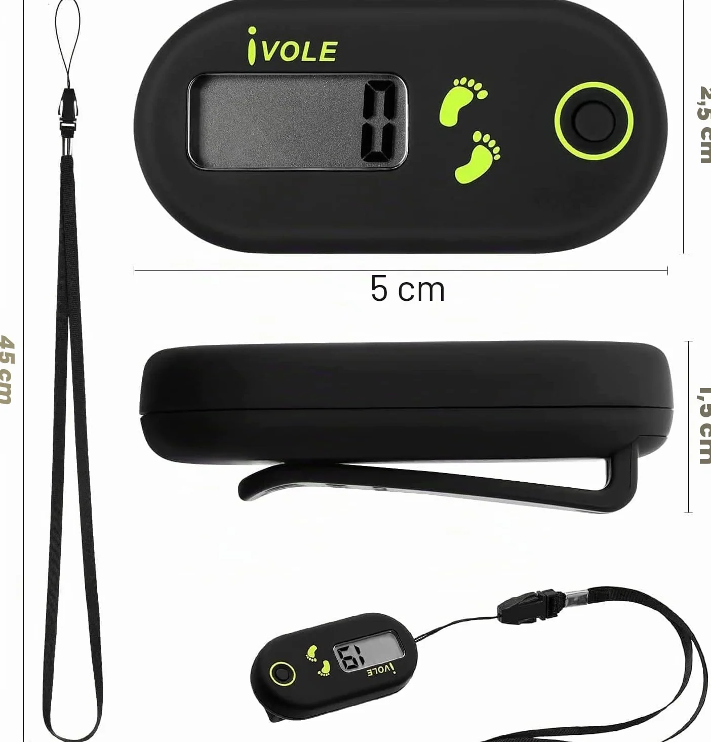 Podomètre 3D Numérique Portable avec Clip pour la Marche