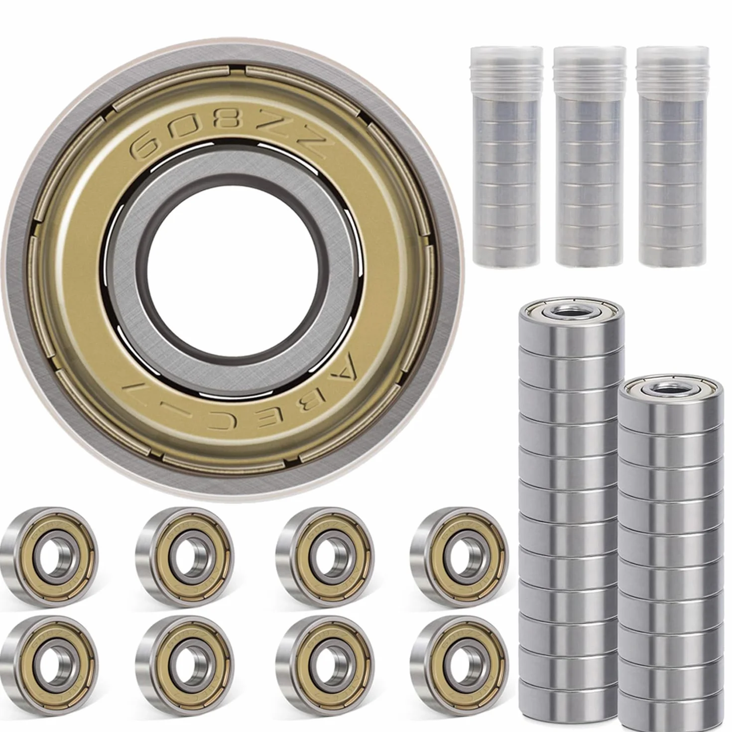 Roulements à Billes 608ZZ ABEC-7 Acier Inoxydable 8x22x7 mm 30 Pièces Antipoussière Haute Vitesse