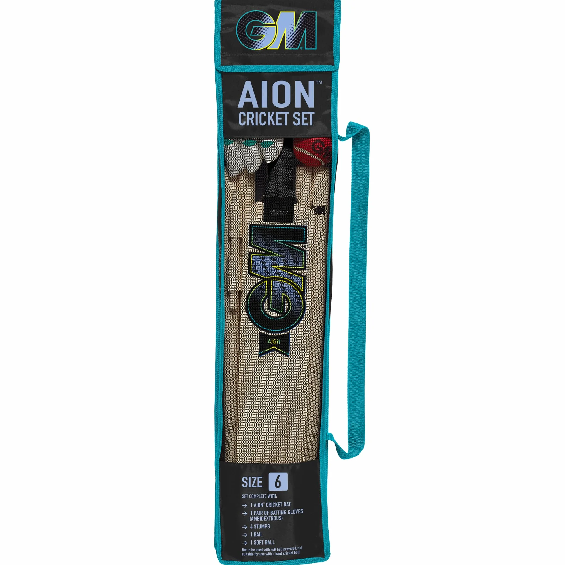 Gunn & Moore GM Young Gunn Cricket Set Wooden Bat Soft Ball Gloves Stumps Carry Bag Sizes 2 4 6
