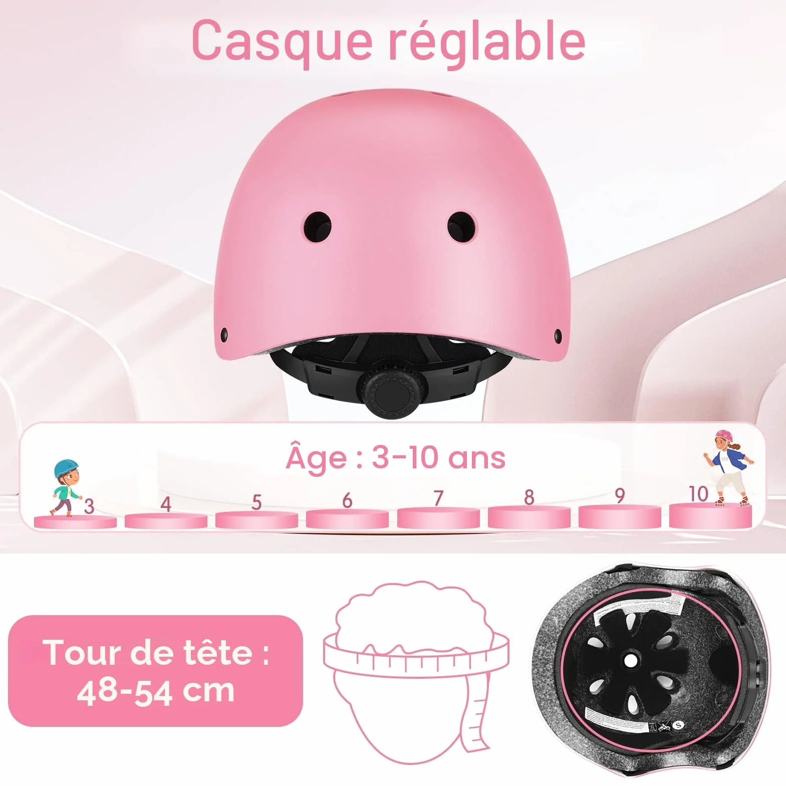 WayEee Protection Roller Enfant Casque Genouillères Ensemble de Protections Roller Skateboard Vélo Trottinette 3-10 ans
