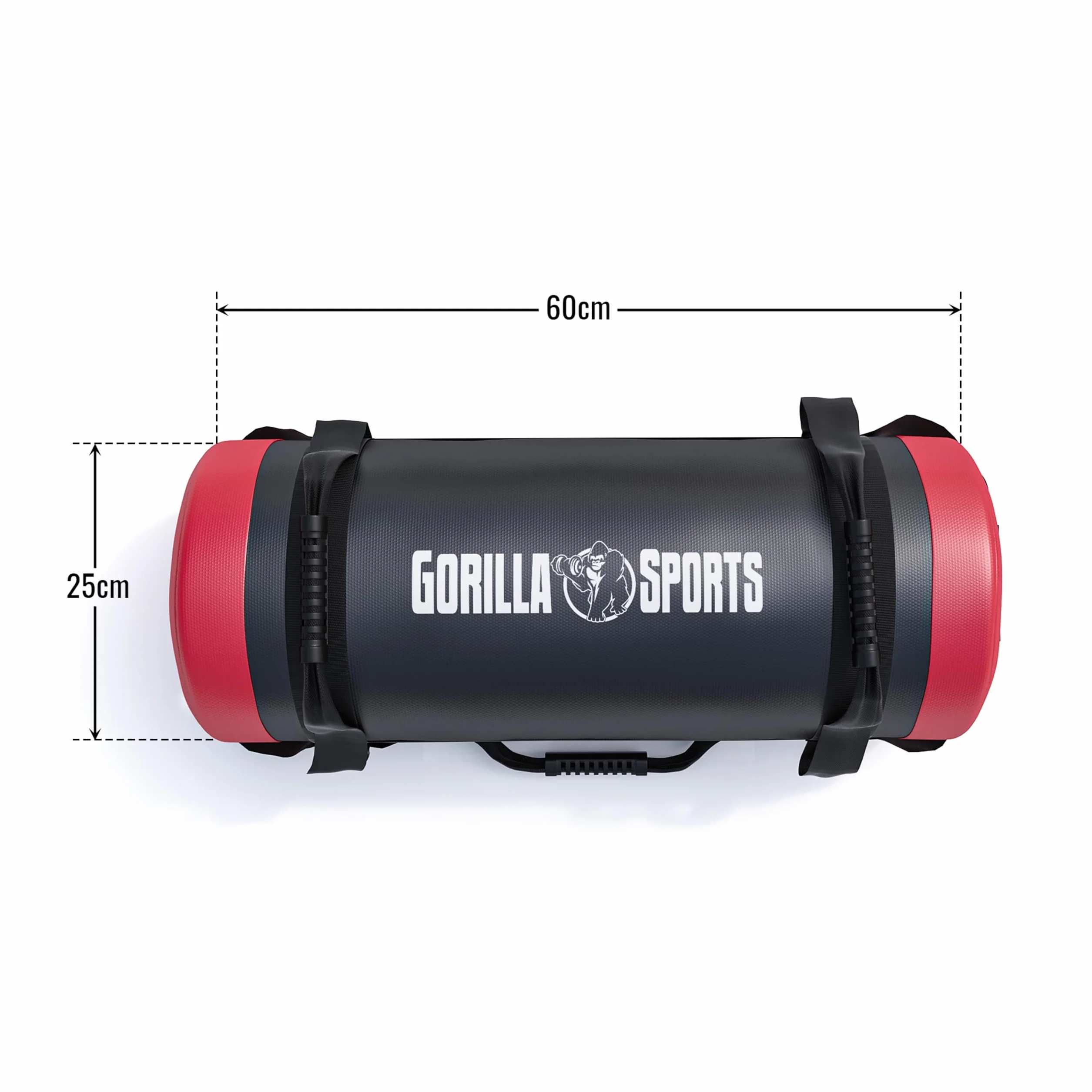 Gorilla Sports Power Bag 30 kg, Rempli, 6 Poignées Antidérapante, Similicuir, Sac de Sable Musculation