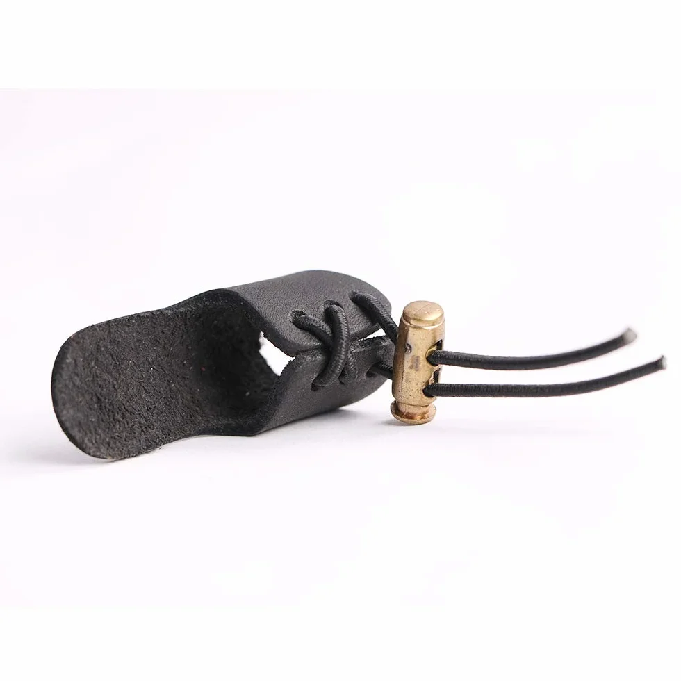 Lot de 2 doigts de tir à l'arc en cuir pour pouce et flèche - Noir