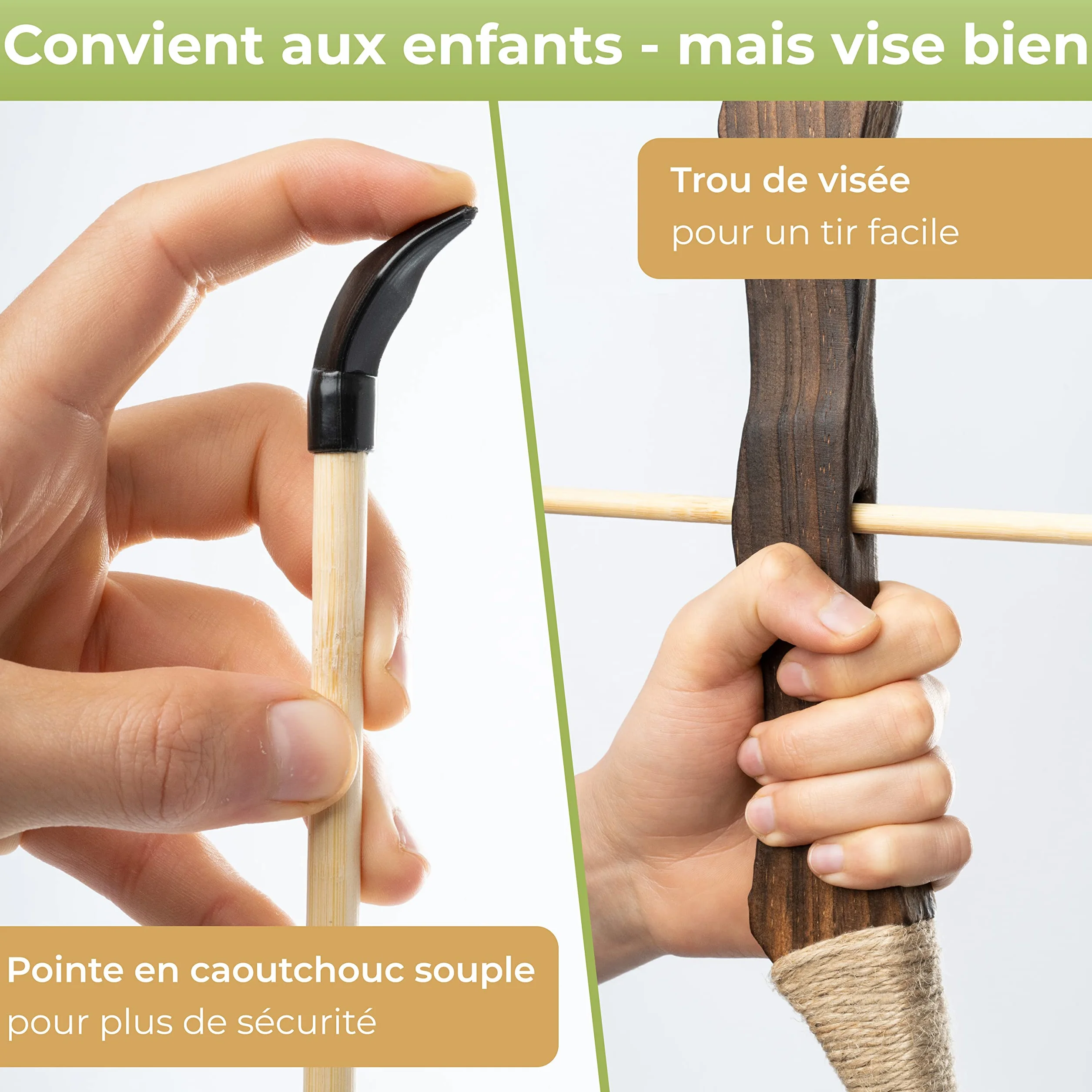 BOWRILLA® Kit de tir à l'arc pour enfants avec 10 flèches, carquois et cibles