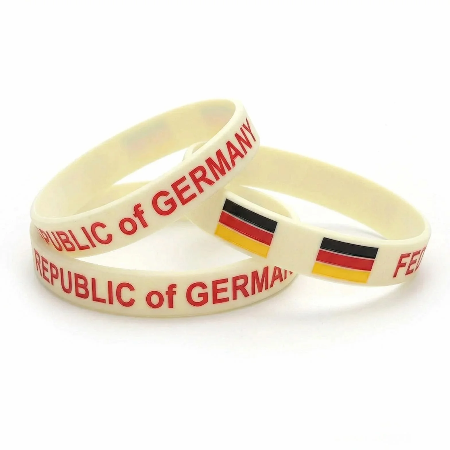 Bracelets Allemagne Silicone 20cm Lot de 3 - Accessoire Drapeau Allemand Football