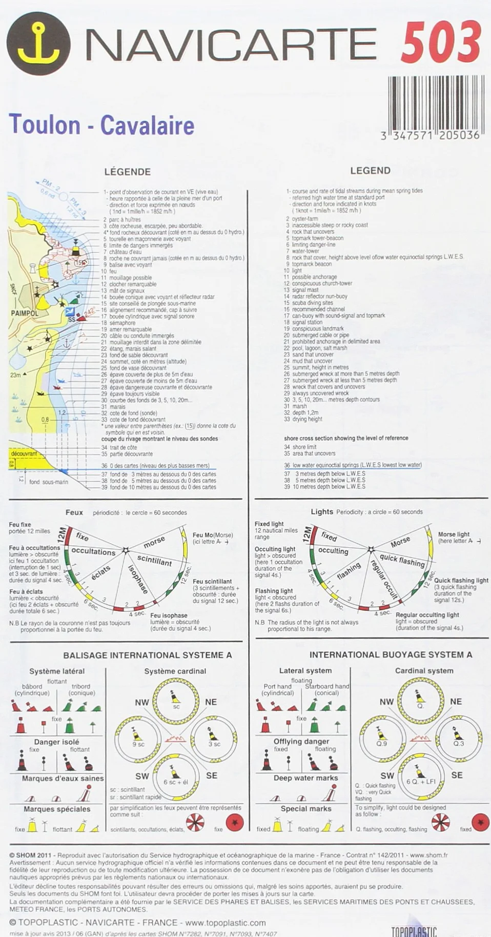 Carte marine Toulon - Cavalaire