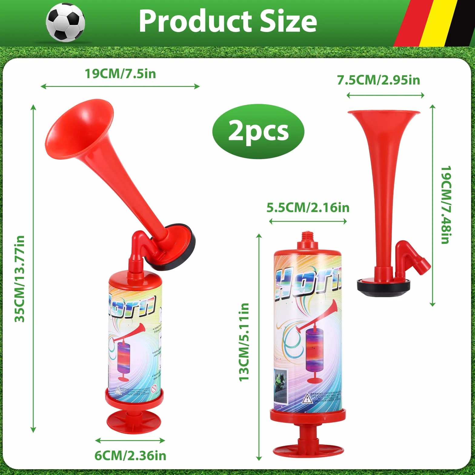 Lot de 2 Corne de Brume de Supporter