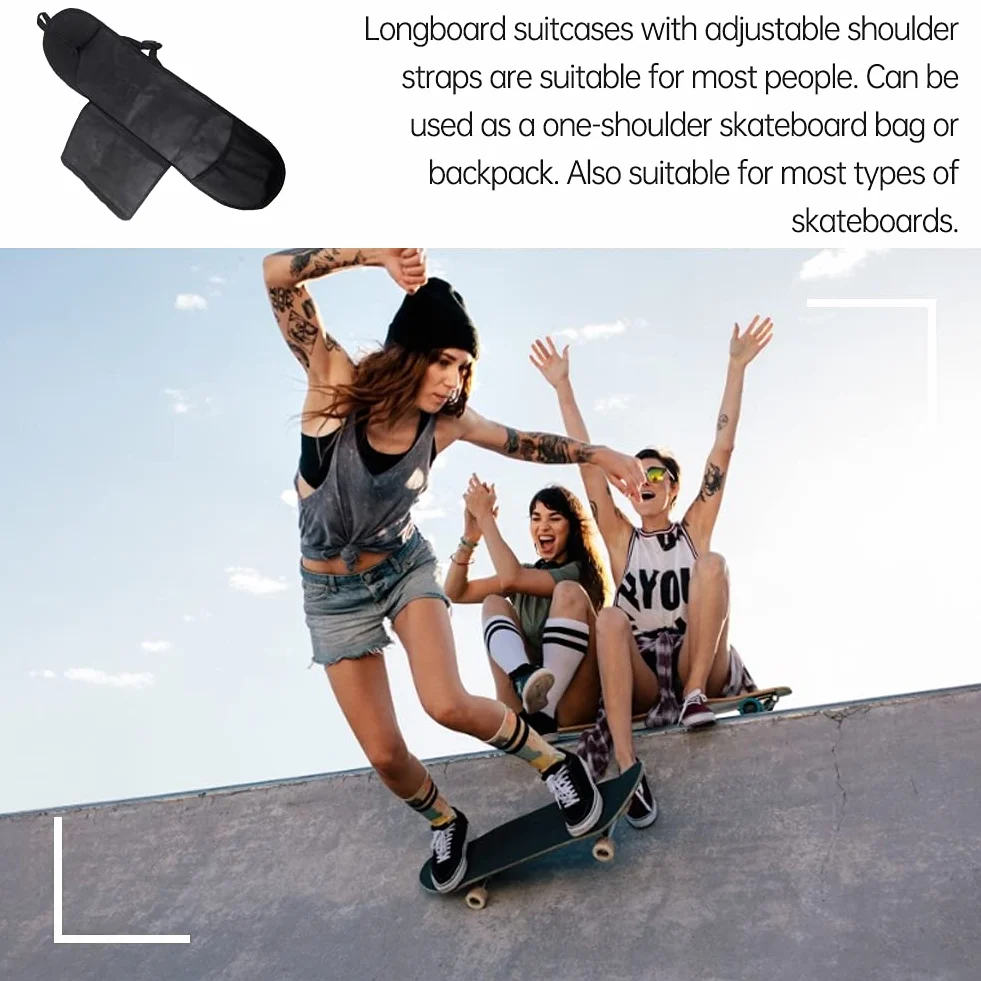 Sac à Dos Imperméable pour Skateboard avec Bretelles Réglables, Noir