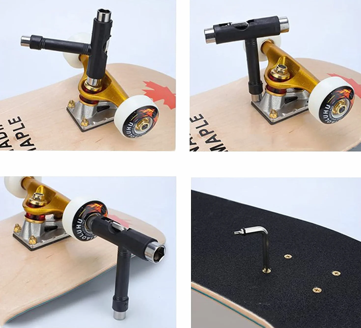 Deecam Outil de Skateboard Multifonction en Forme de T avec Clé Allen et Tournevis Cruciforme