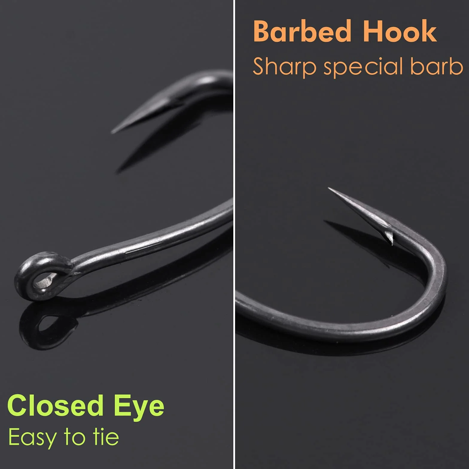Hameçons Carp avec Ardillon Lot de 50 - Taille 2, 4, 6, 8, 10 - Tige Incurvée Revêtue de Téflon Hameçon Large