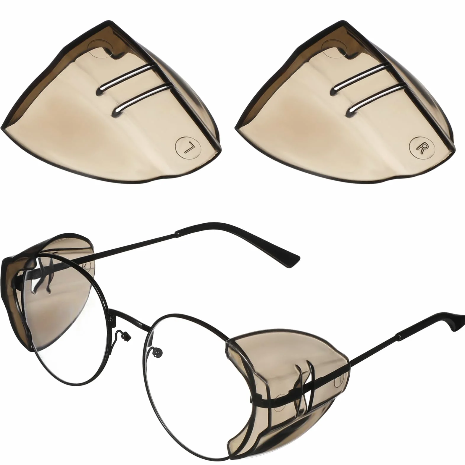 SEWACC 2Paires Protection Latérales Amovibles Tpu pour Lunettes de Sécurité Marron Foncé