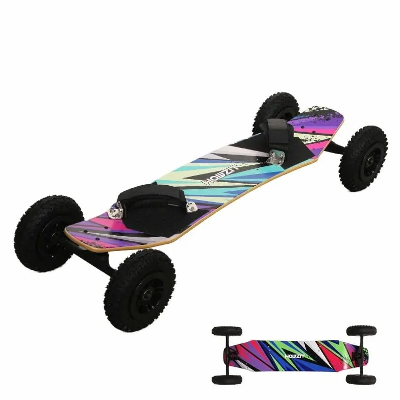 Howzit PeakFlow Mountainboard Tout-Terrain 96cm Bois de Bouleau 9 Plis Trucks 36cm Roues 8 Pouces Fixations Velcro Freeride Kite-Skate