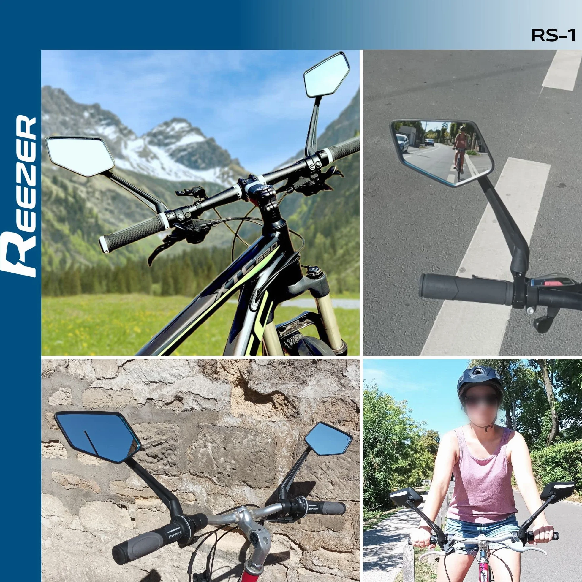REEZER RS1 Rétroviseur Vélo Trottinette Électrique Réglable 360° Droit 22-25,4mm
