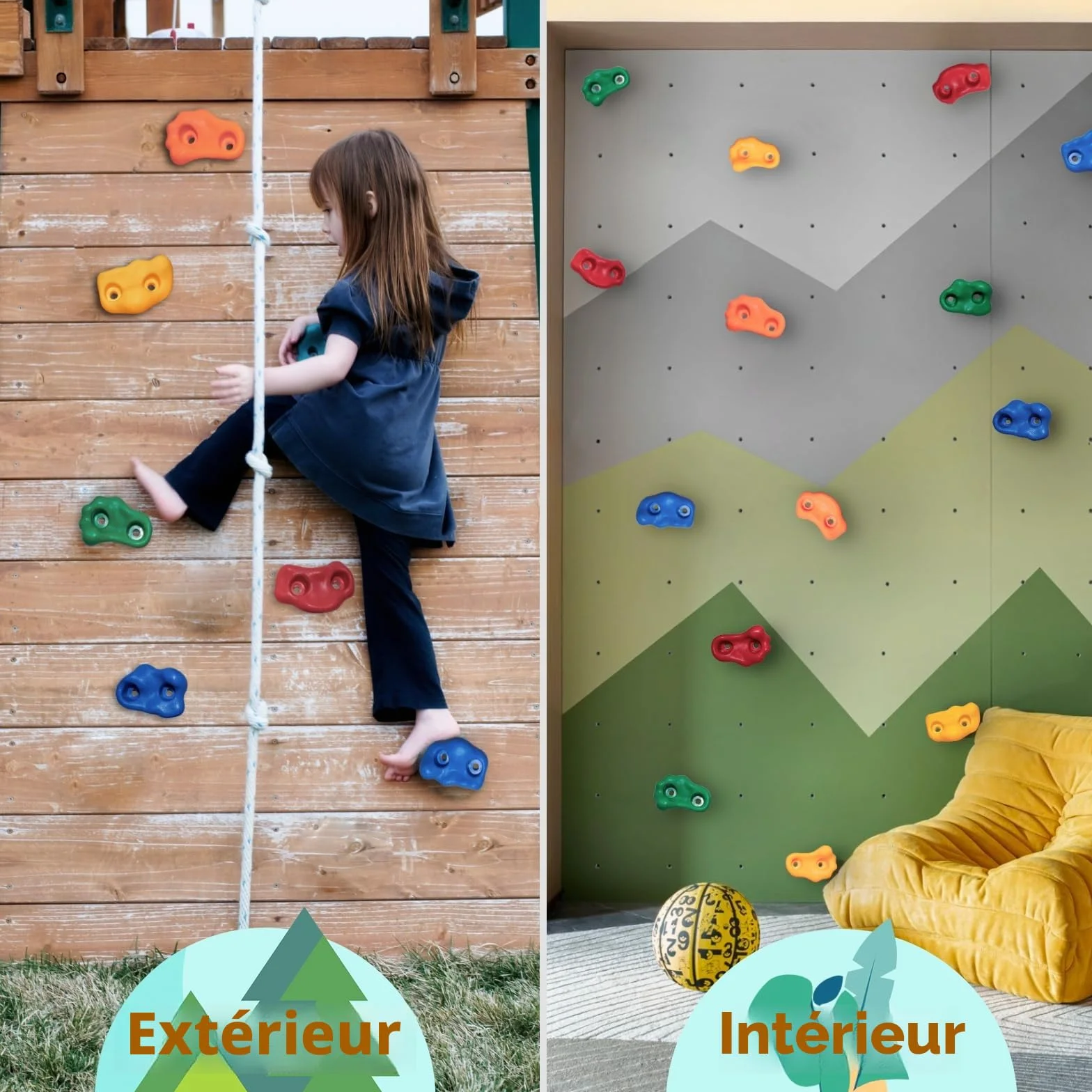 CIMOYBAI Prises d'escalade pour Enfants Multicolores avec Vis de Fixation pour Murs d'escalade