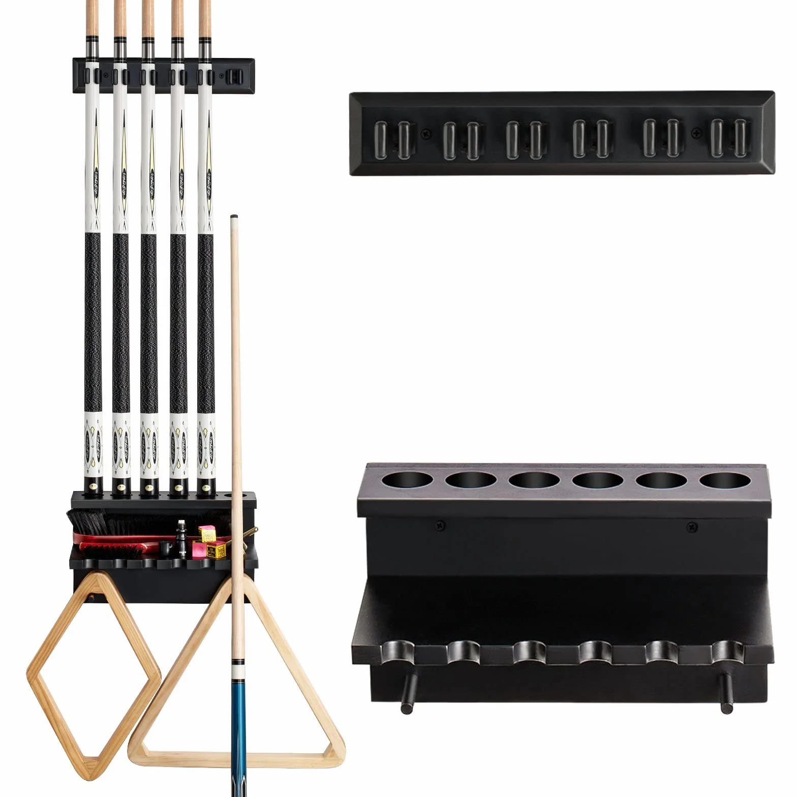 Support mural pour queues de billard en bois dur 6 queues accessoires table billard organisateur