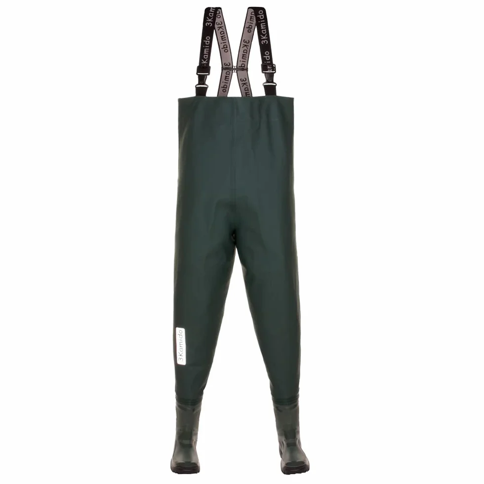 Jeunesse Cuissardes de pêche Waders Junior Noir Vert 36-39 EU Bretelles durables Bottes Poitrine échassiers Semelle Solide Sac Transport