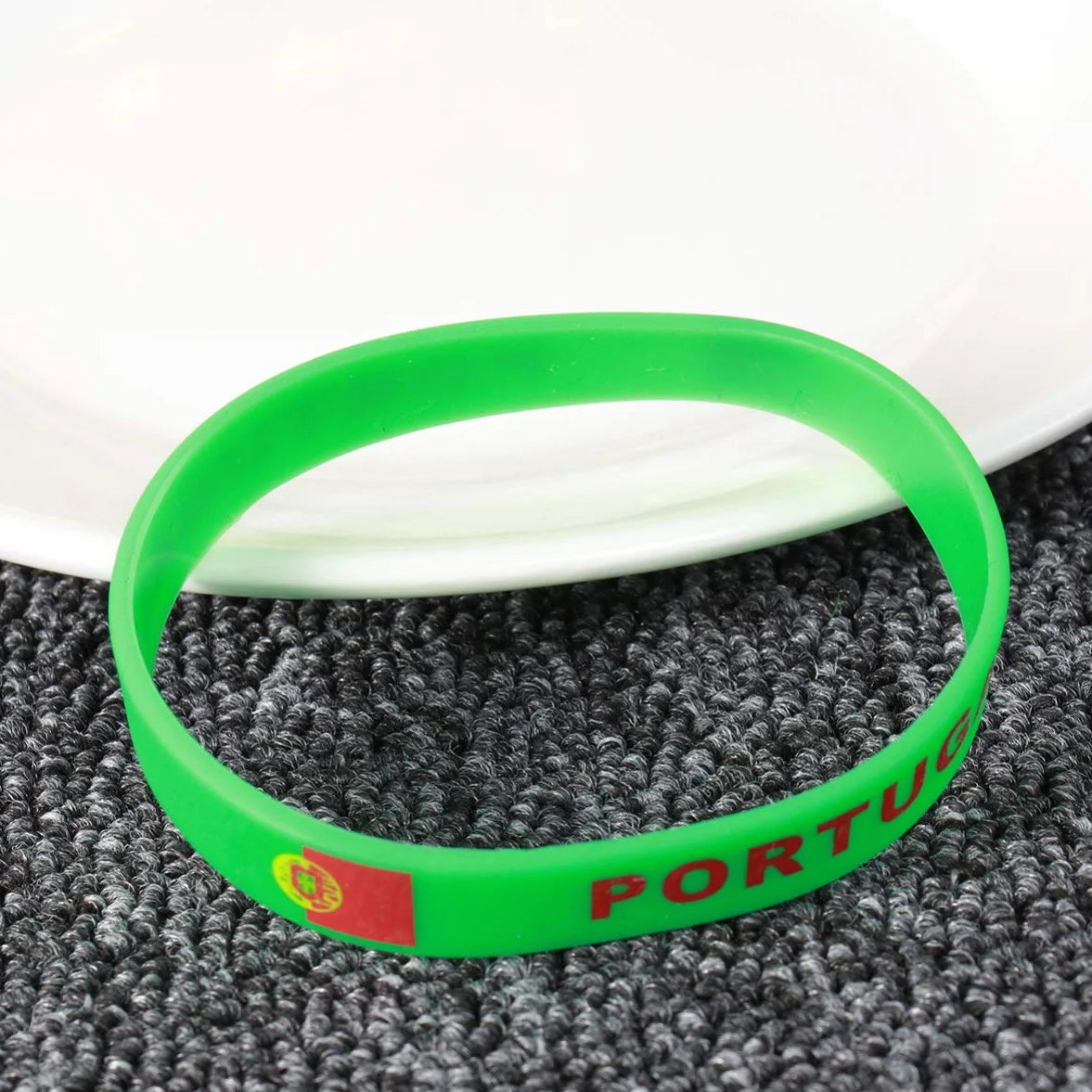 Bracelet Imprimé Drapeau Portugal Silicone VOSAREA 5 Pièces pour Football Sports