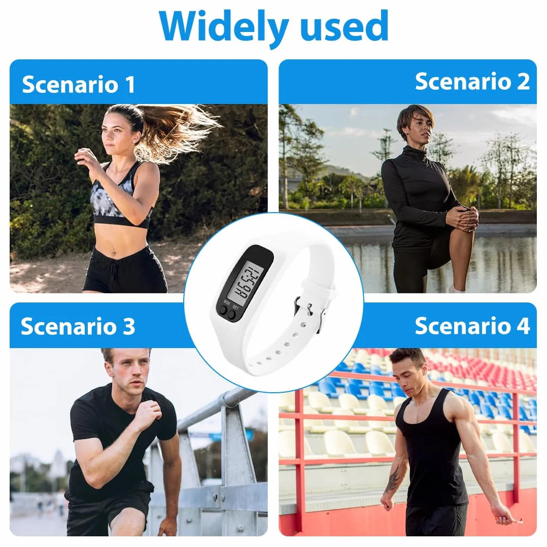 Montre Podometre Silicone Podomètre Sport Fitness Unisexe Blanc