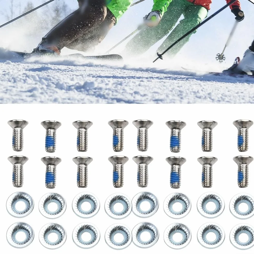 Lot de 16 vis fixes M6 x 16 avec rondelles Matériel de montage fixation métal pour réparation ski snowboard
