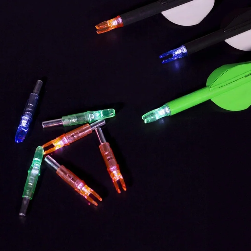 Lot de 6 encoches lumineuses à LED 6,2 mm pour tiges aluminium carbone chasse nocturne cible vert