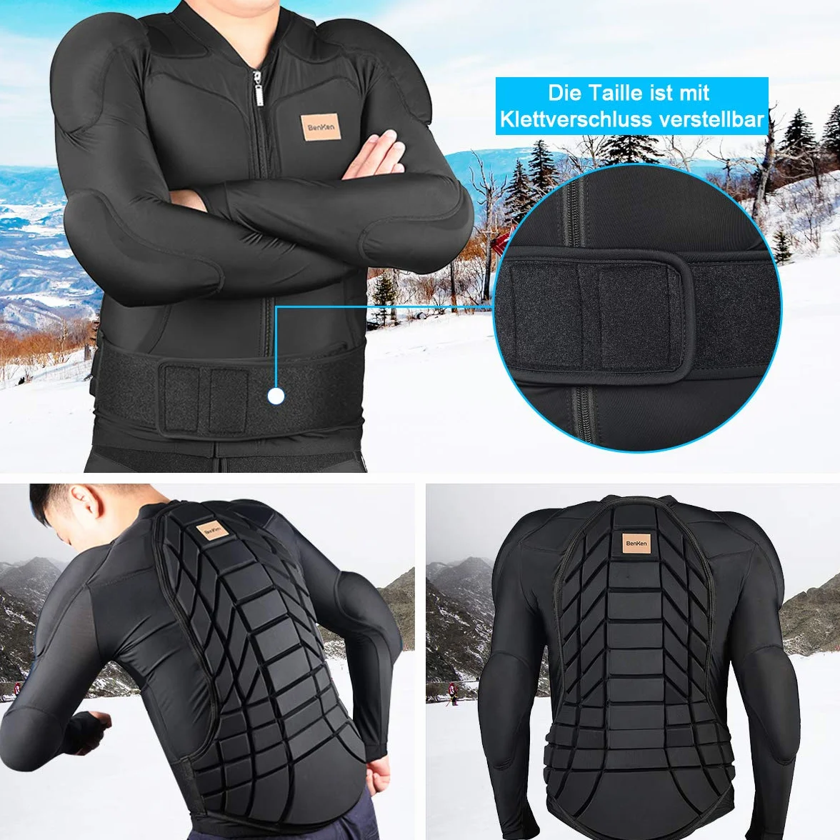 BenKen Chemise Protectrice Équipement Protection pour Ski Snowboard Moto Enduro