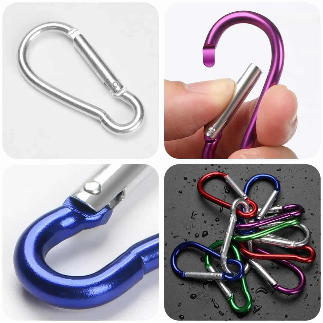 Lot de 10 mousquetons porte-clés multicolores en aluminium pour camping
