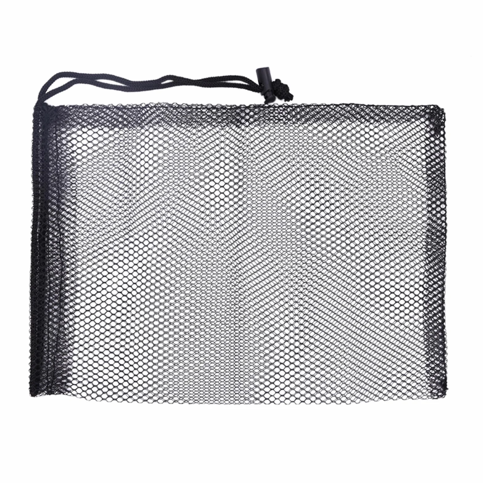 Sac de balle de golf noir en maille nylon solide et légère avec cordon de serrage