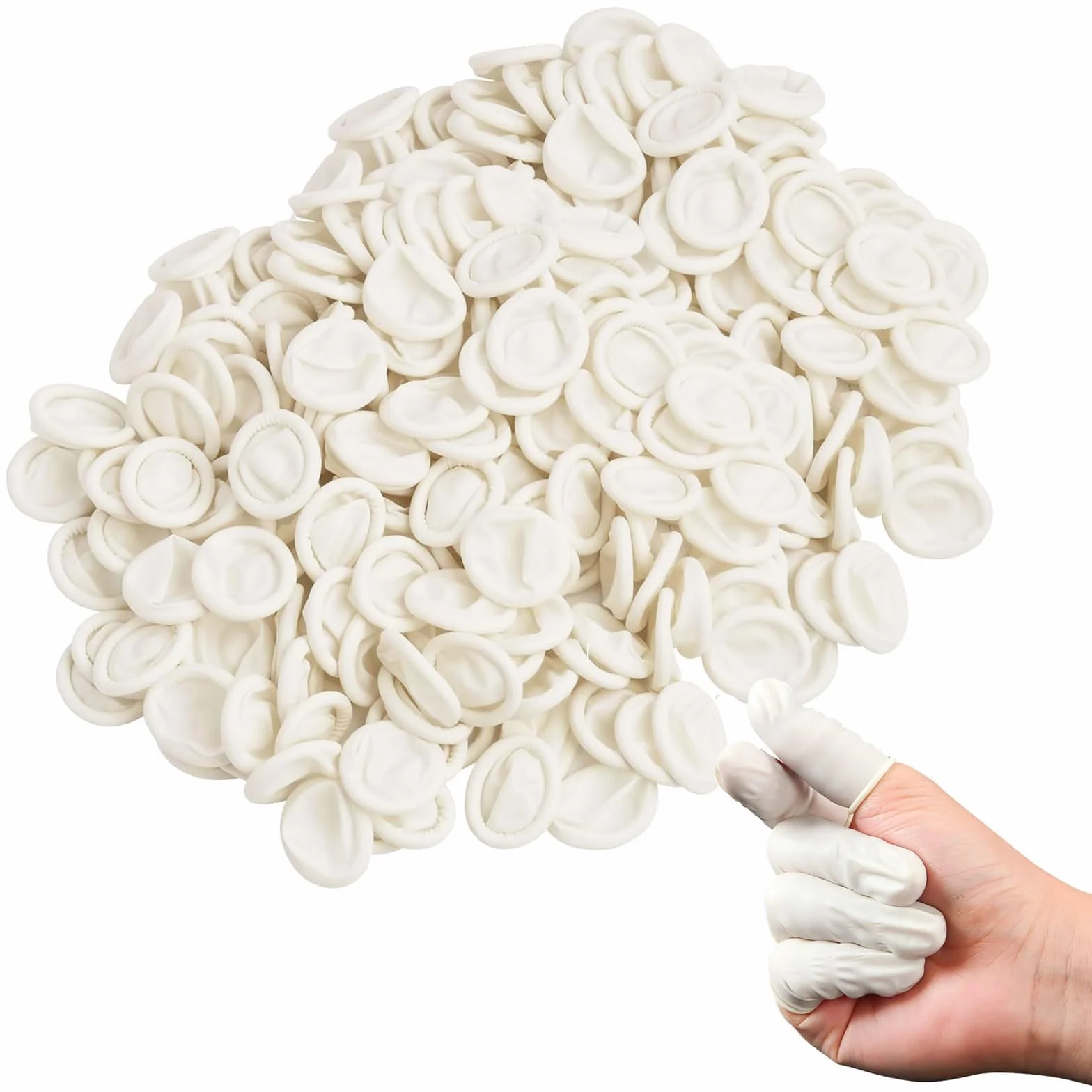 GVSS 100 Pièces Protege Pansement Doigt Blanc, Doigtiers en Latex Imperméables Antistatiques Protection Tatouage Nail Art DIY
