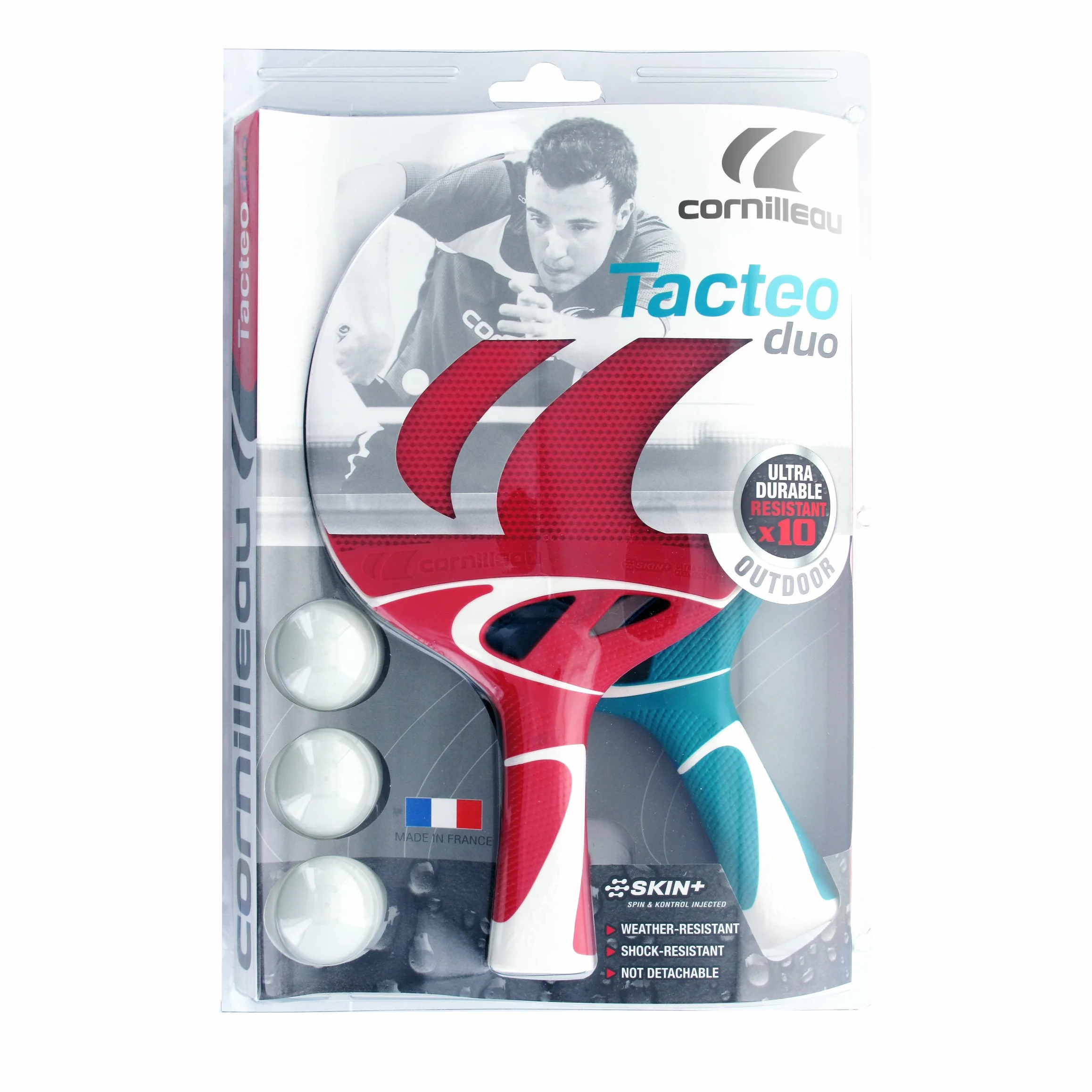 CORNILLEAU Tacteo Pack Duo Raquettes de ping-Pong d'extérieur Ultra résistante