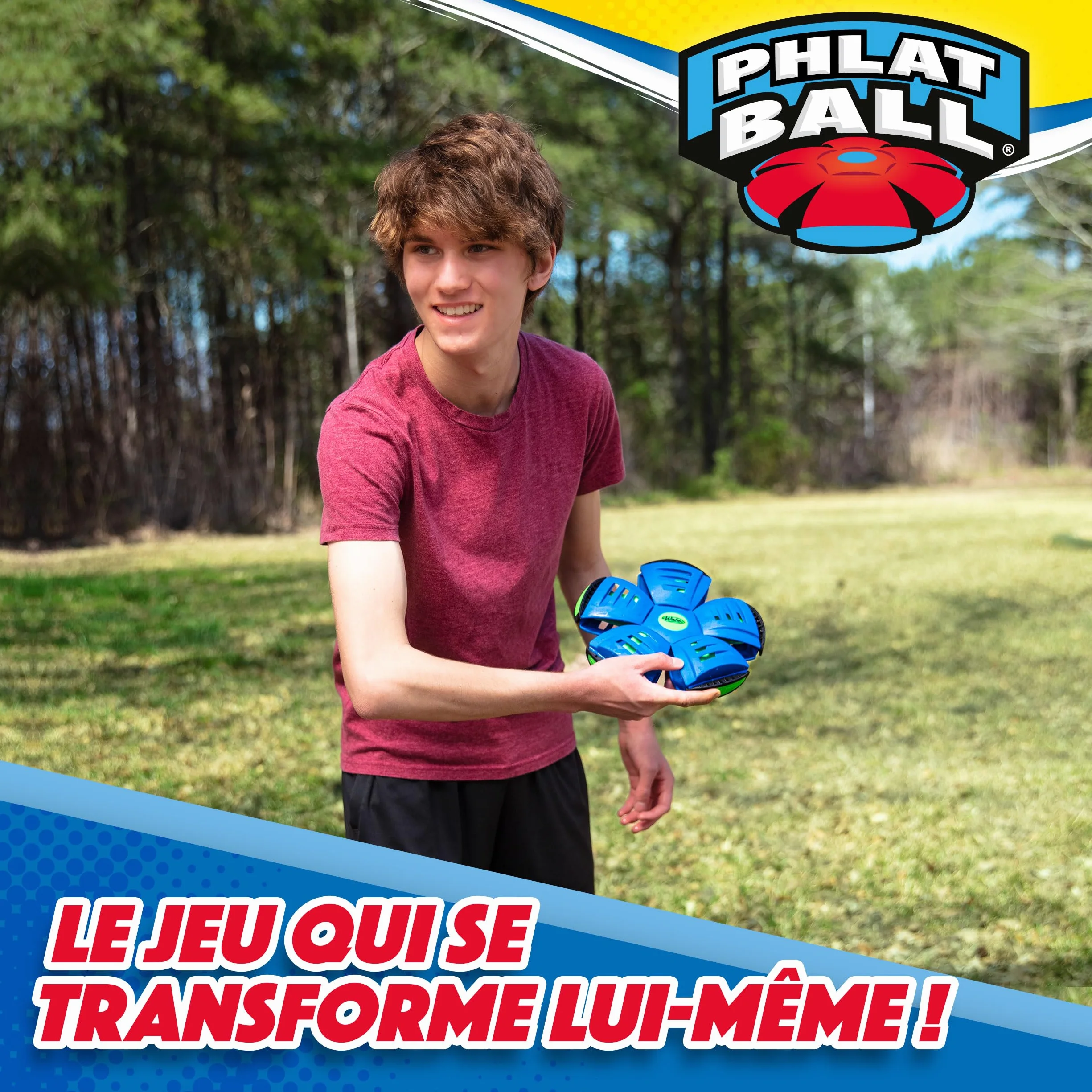 Wahu PHLAT BALL Classic Rouge Frisbee Volant Transformable en Ballon Jeux Extérieur Enfants 5 Ans 15,7cm 22,9 cm