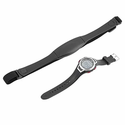 Montre de sport étanche 3 mètres moniteur fréquence cardiaque sans fil alarme rétroéclairée Noir