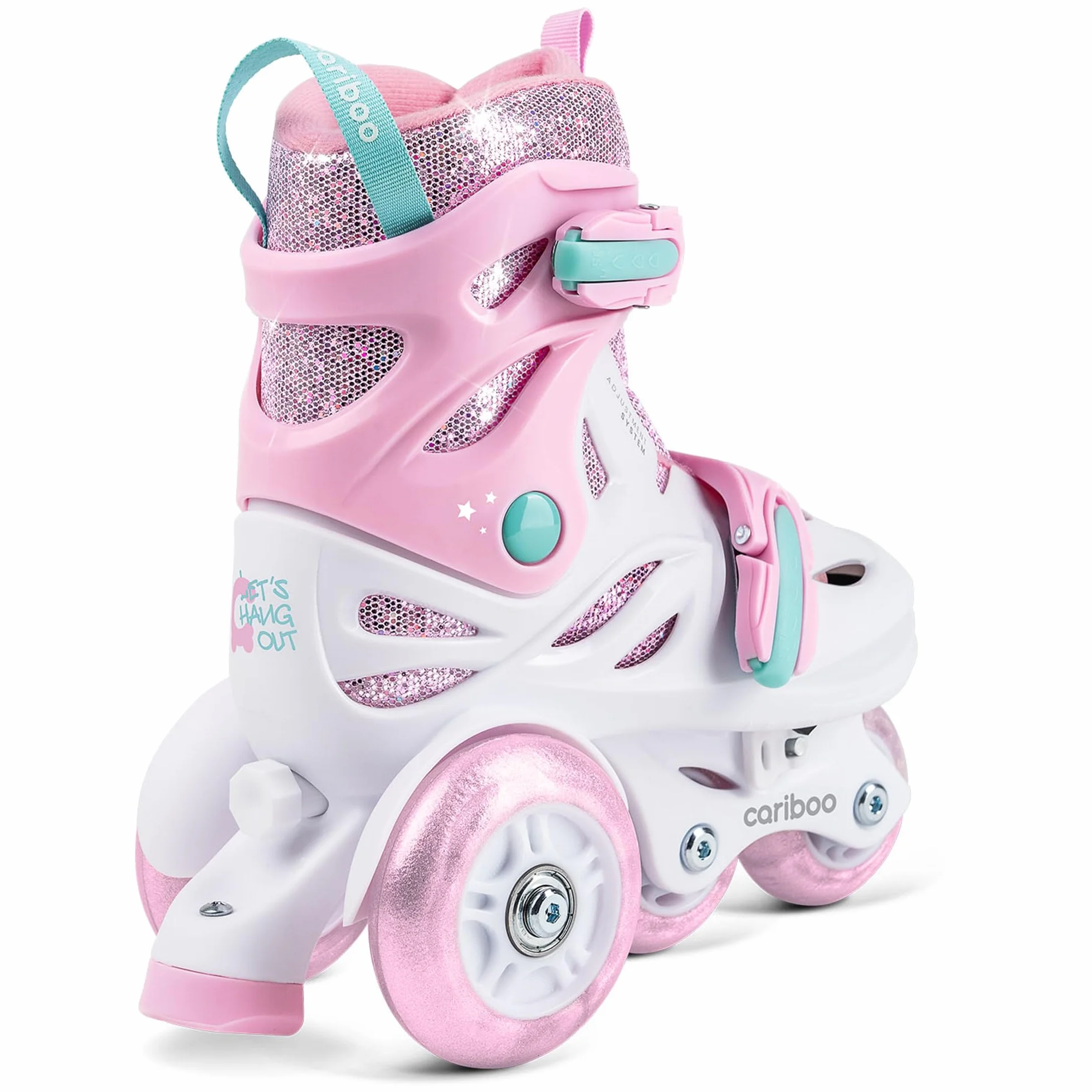Cariboo Patins à roulettes pour Enfants Ajustables Débutants Set avec Protège-Genoux Coudières Protège-Poignets Ballerina