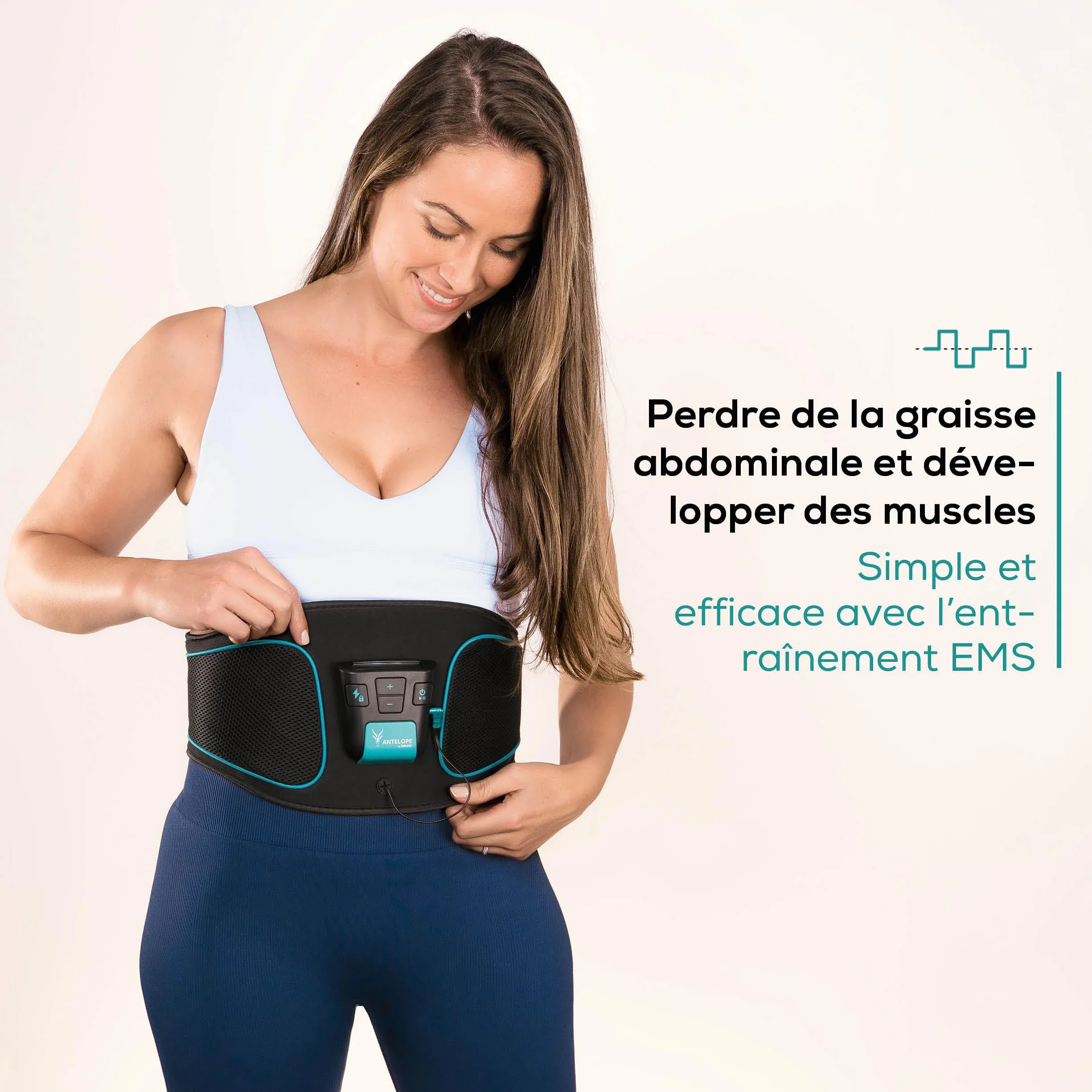 Beurer Corefit I Ceinture d'entraînement EMS, stimulation musculaire abdominale, 9 programmes, 4 électrodes