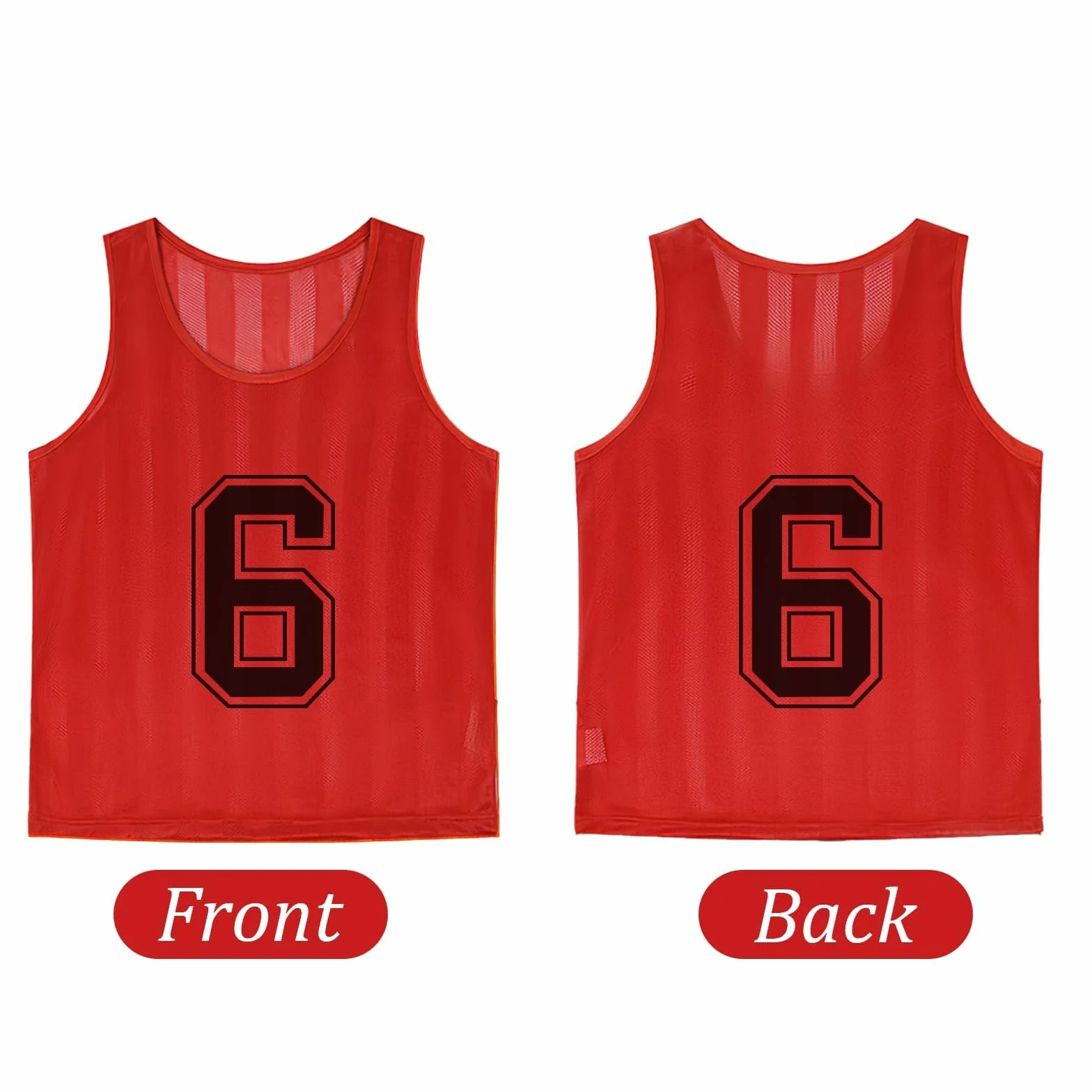 Lot de 24 dossards de football en maille pour enfants, gilet d'entraînement numéroté réversible, bleu et rouge, taille S