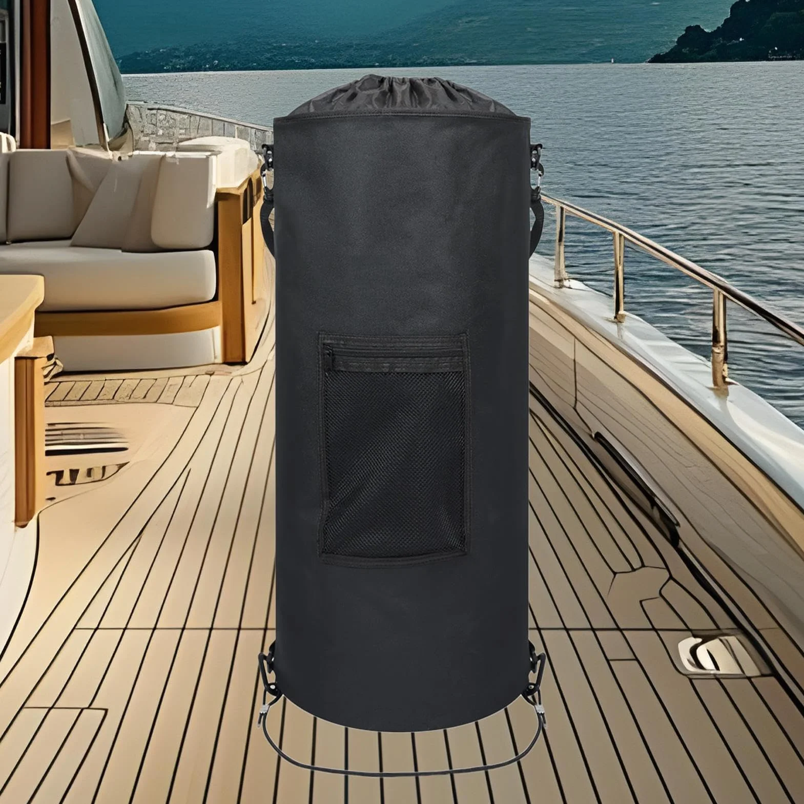 Poubelle Pour Bateau 42-57 Litres Conteneur Étanche Pliable avec Sac à Cordon