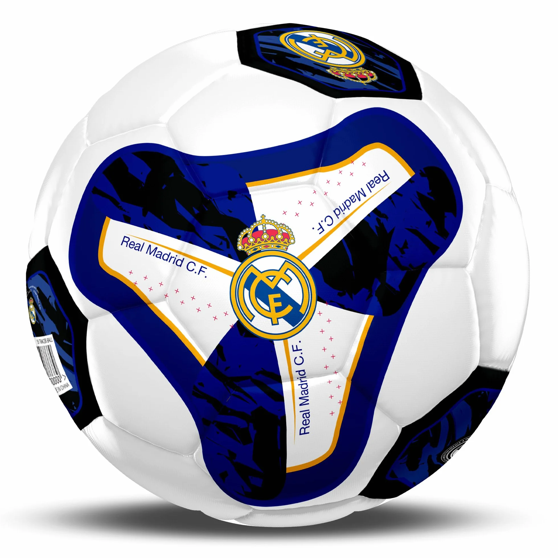 Hy-Pro Ballon de football Real Madrid CF Taille 5 Motif traceur Entraînement Match Blanc