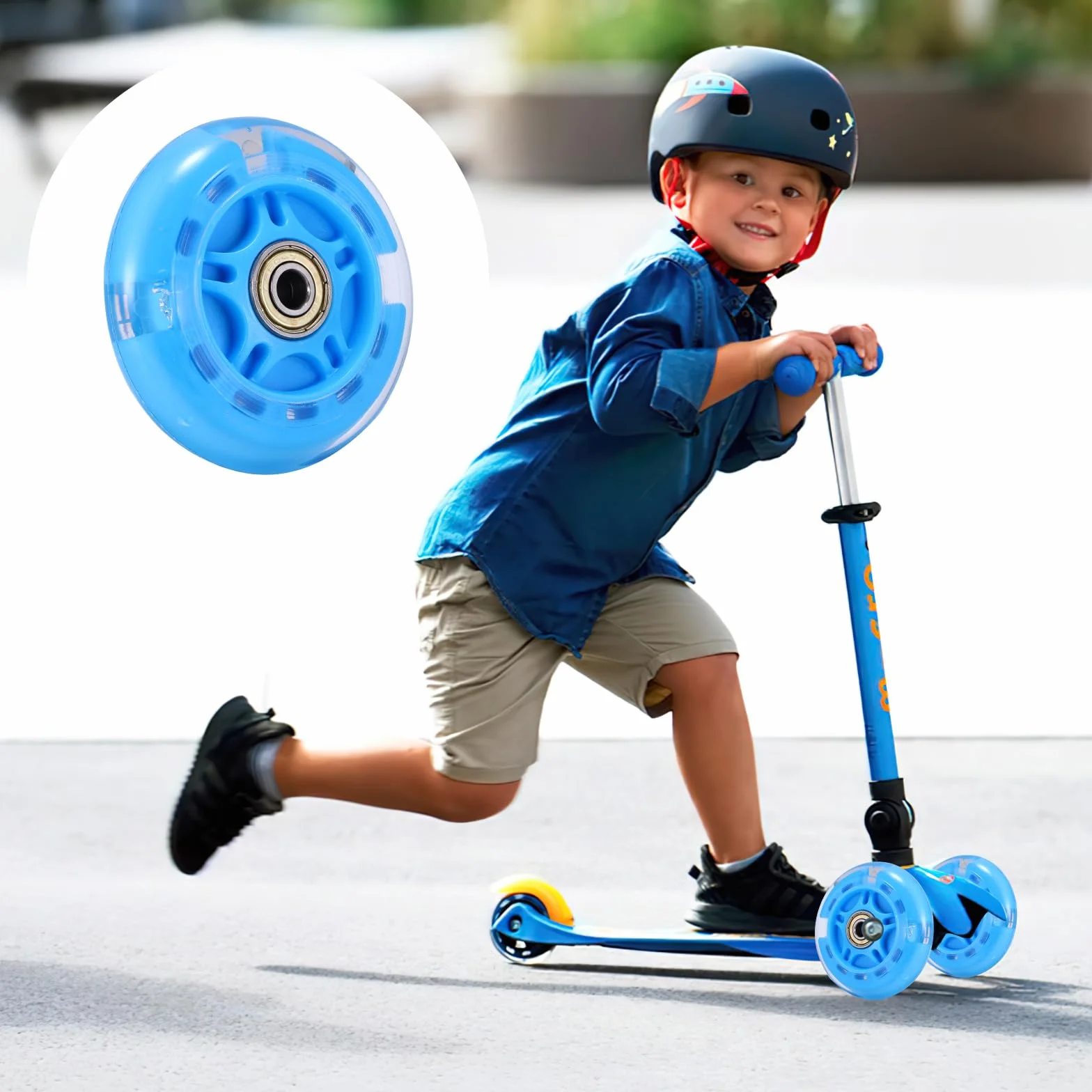Roues de rechange trottinette LED 80 mm ABEC-7 pour enfants