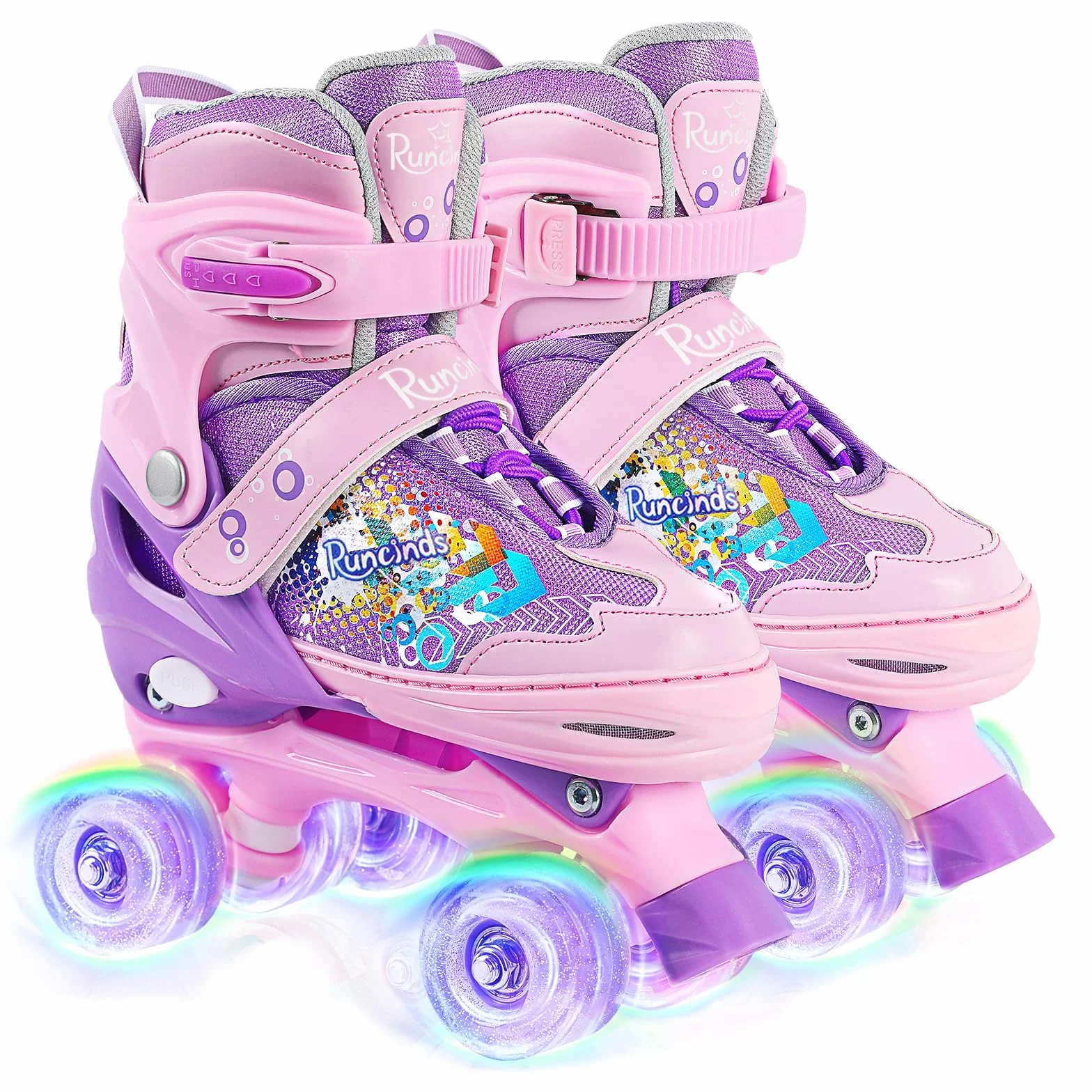 Patins à roulettes réglables pour Enfants 4 Tailles Roues Lumineuses Filles Femmes Débutants Intérieur Extérieur