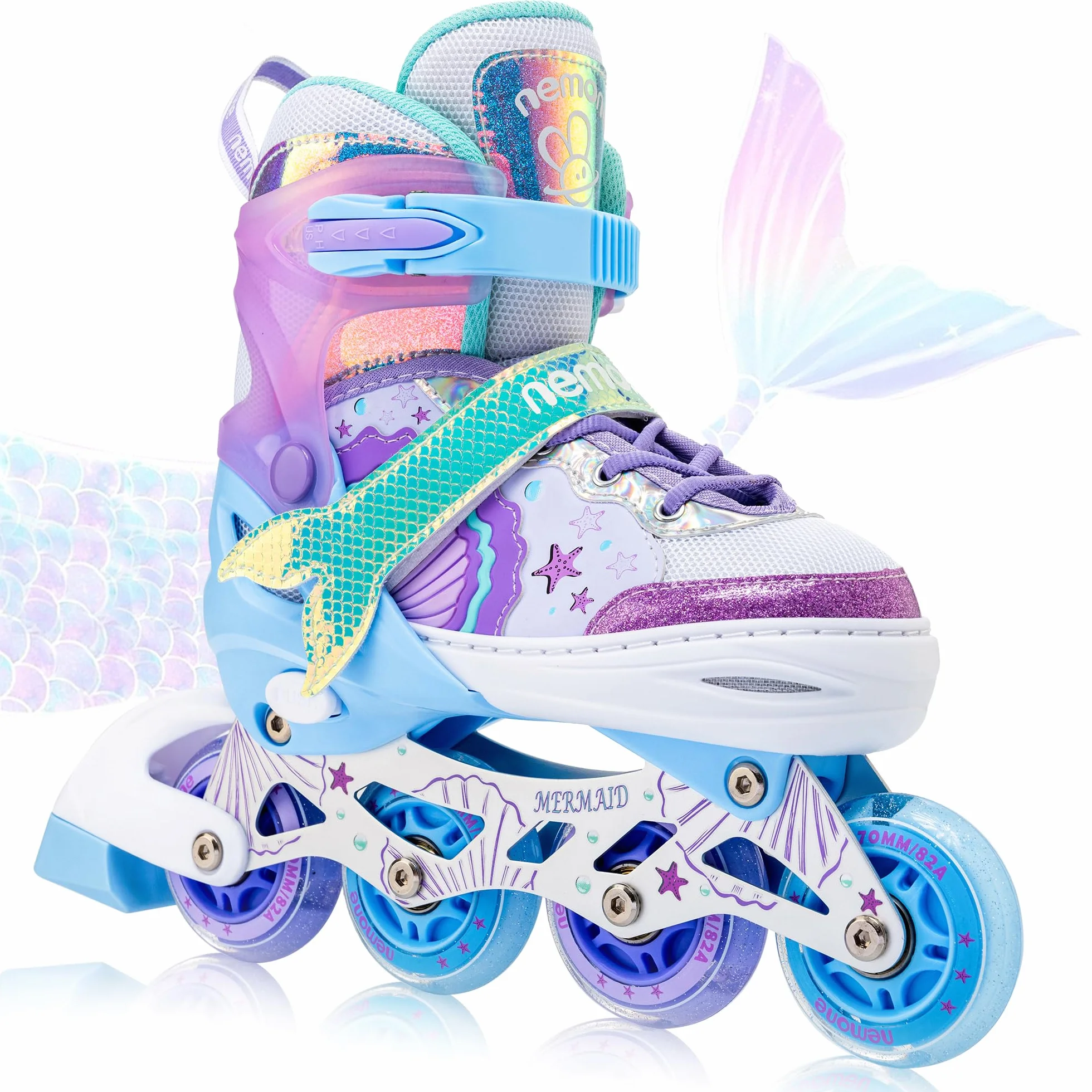 NEMONE Rollers en Ligne Filles Réglable 4 Roues pour Enfants Débutants Cadeau Noël Anniversaire