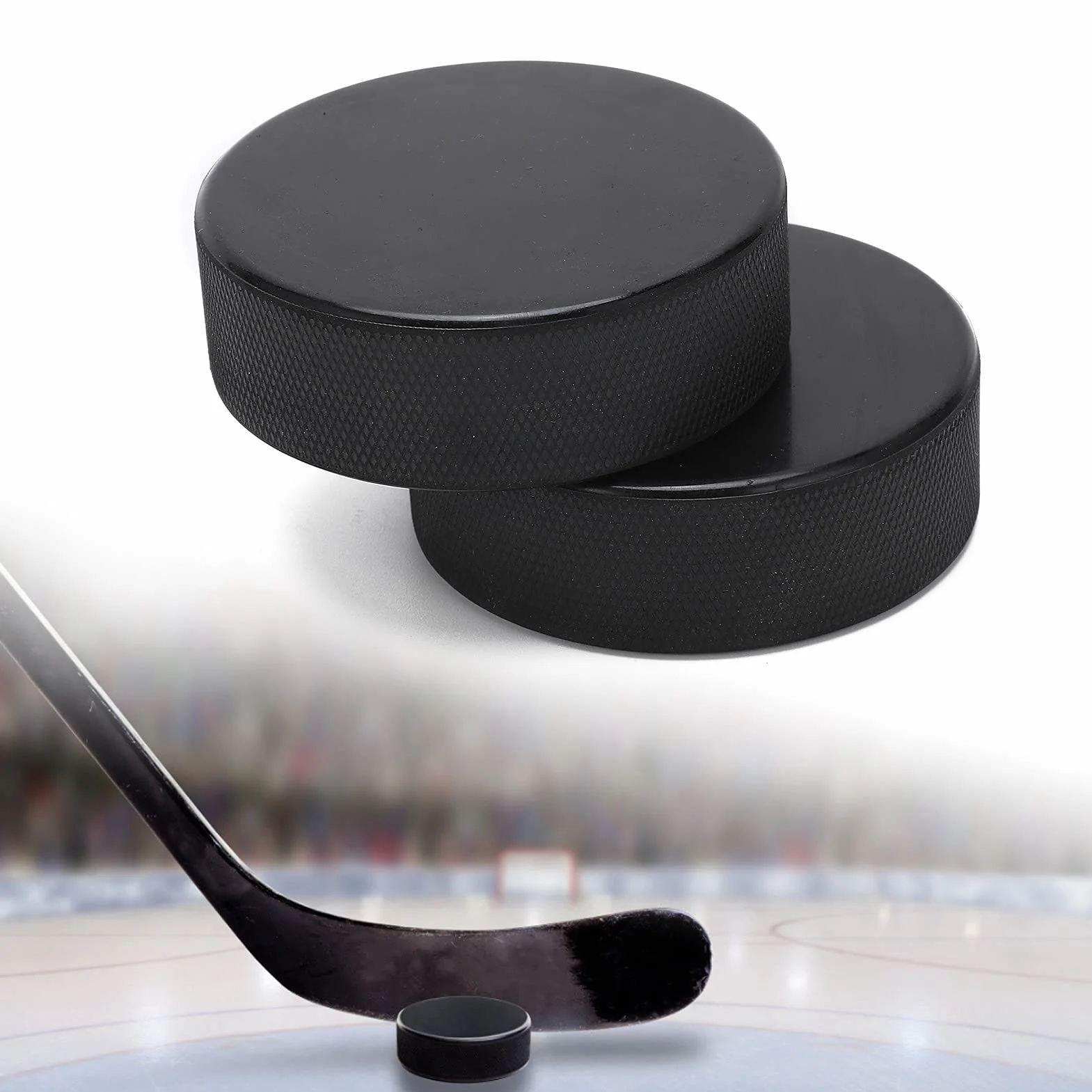 Cocoarm Pack de 2 Palets de Hockey sur Glace, Palets Noirs, Palets d'Entraînement